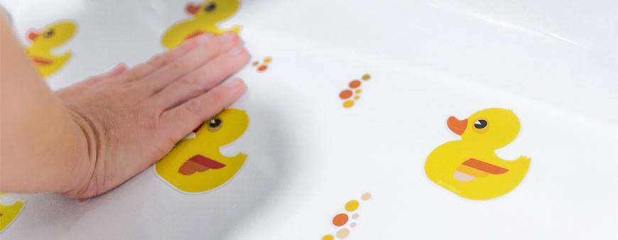 Pegatinas antideslizantes infantiles para bañera con diseños de patos amarillos