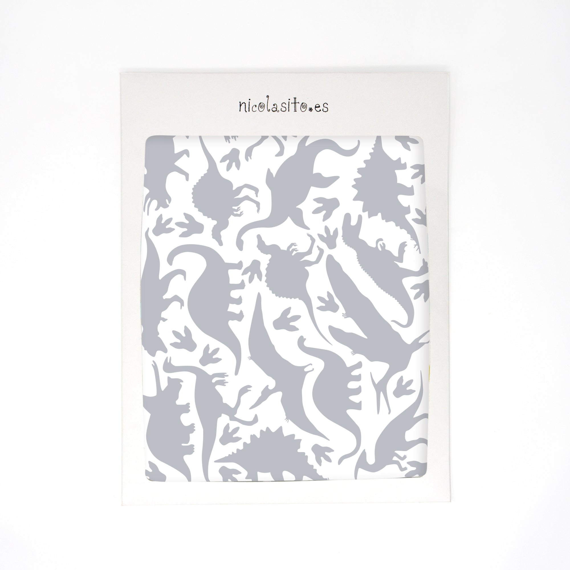 Detalle del packaging ecológico del vinilo dinosaurios para pared infantil - Nicolasito.es #color_Gris Claro