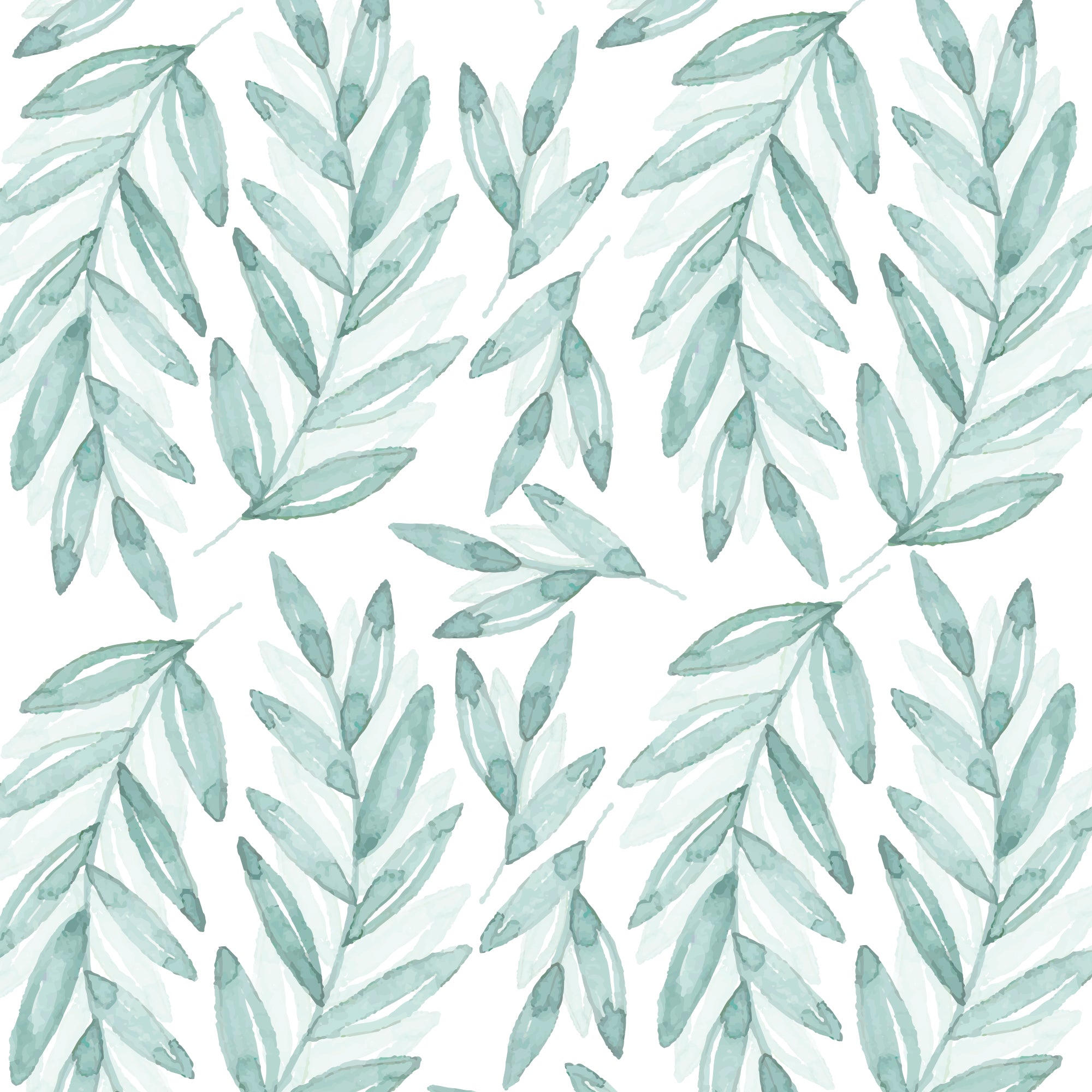 Imagen detallada del vinilo decorativo de plantas laurel en color aqua en el que se aprecia con detalle en acabado acuarela - Nicolasito.es #color_Plantas-Laurel-Aqua