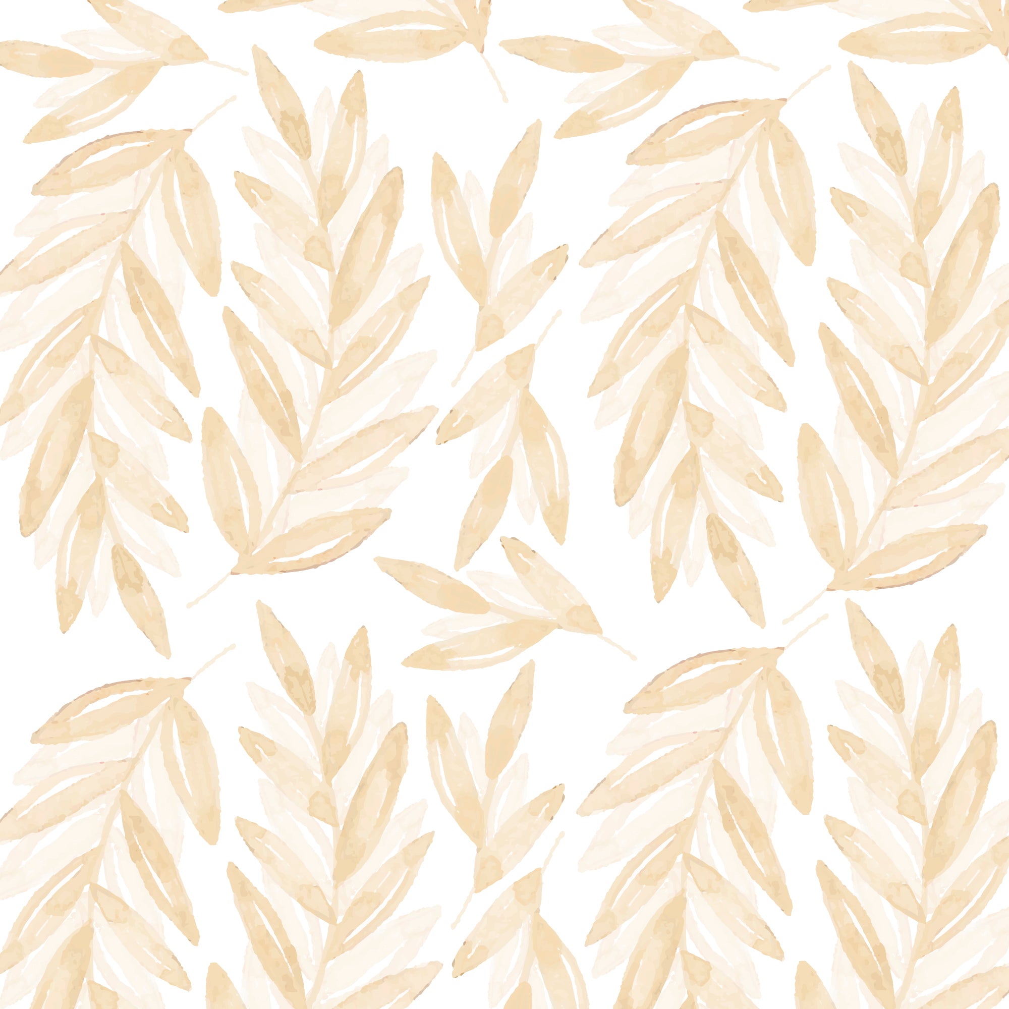 Adhesivo de vinilo decorativo para paredes en forma de plantas laurel en color beige y con acabado acuarela que ayudan a simular un falso papel pintado en la decoración del hogar - Nicolasito.es #color_Plantas-Laurel-Beige