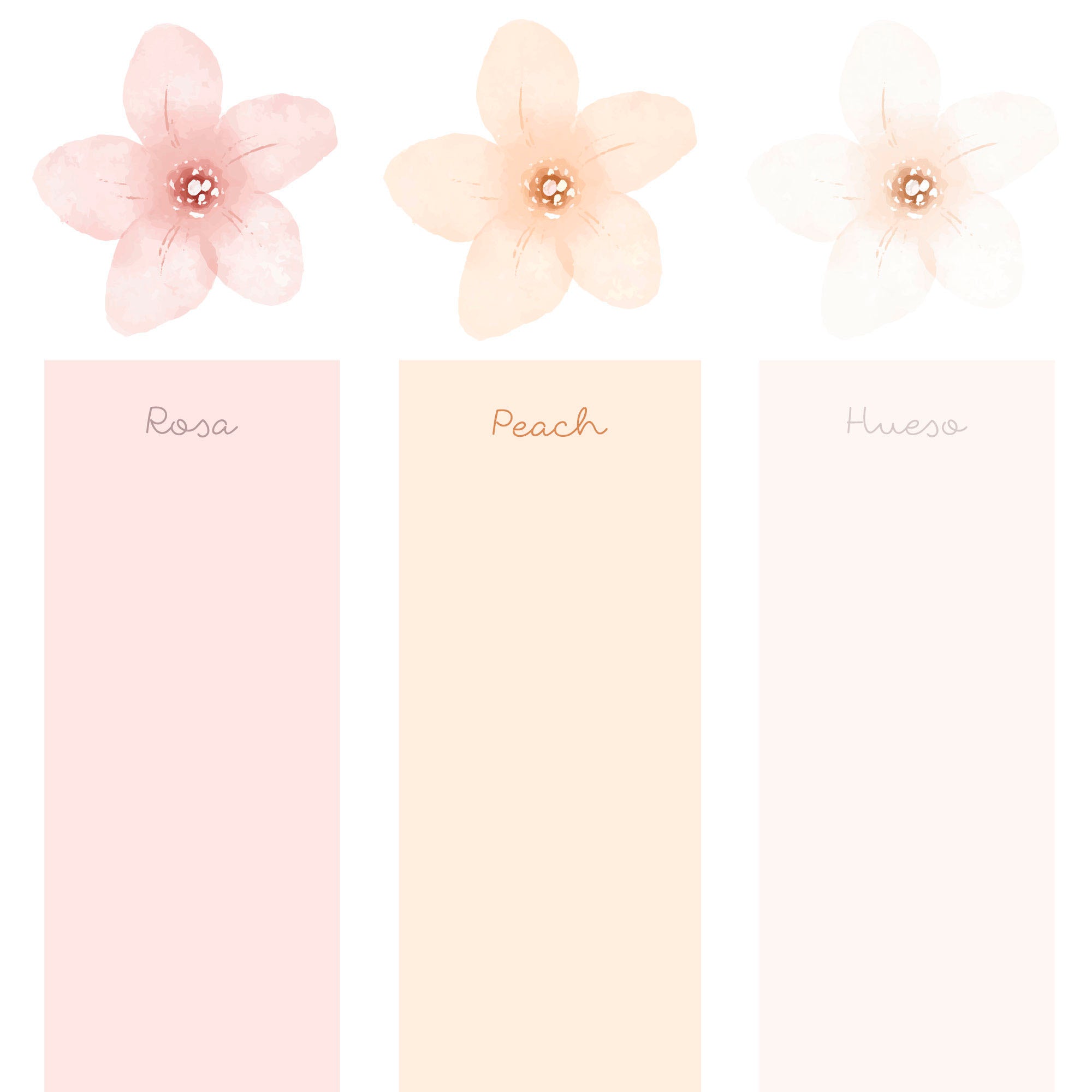 Imagen detallada que muestras los tres colores disponibles del modelo vinilo decorativo de paredes con diseño de flores de cerezo. Tres colores disponibles para adaptarse a cualquier decoración. Vinilo decorativo que simula efecto papel pintado - Nicolasito.es