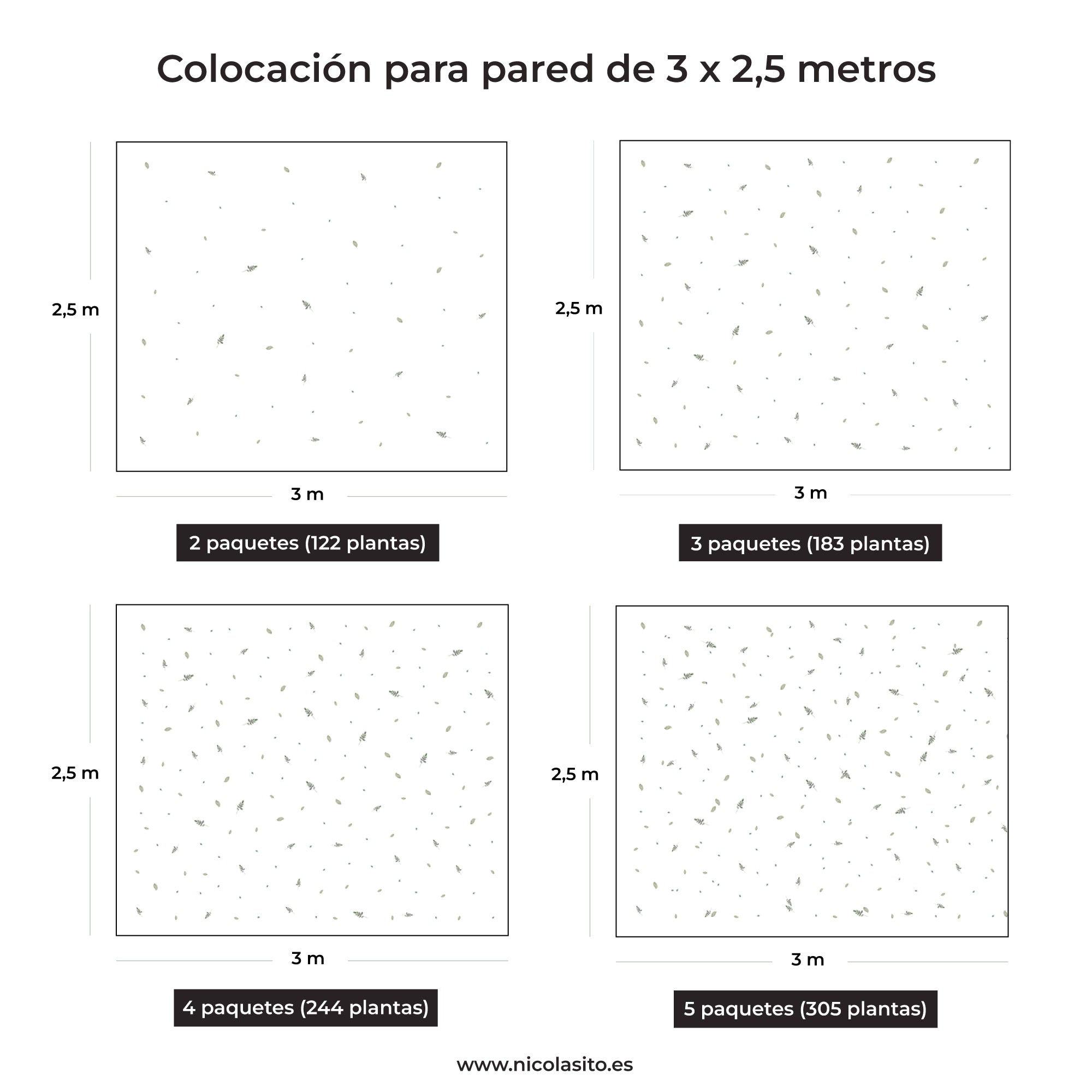 Pegatinas adhesivas dehojas fáciles de instalar en la pared. Nicolasito