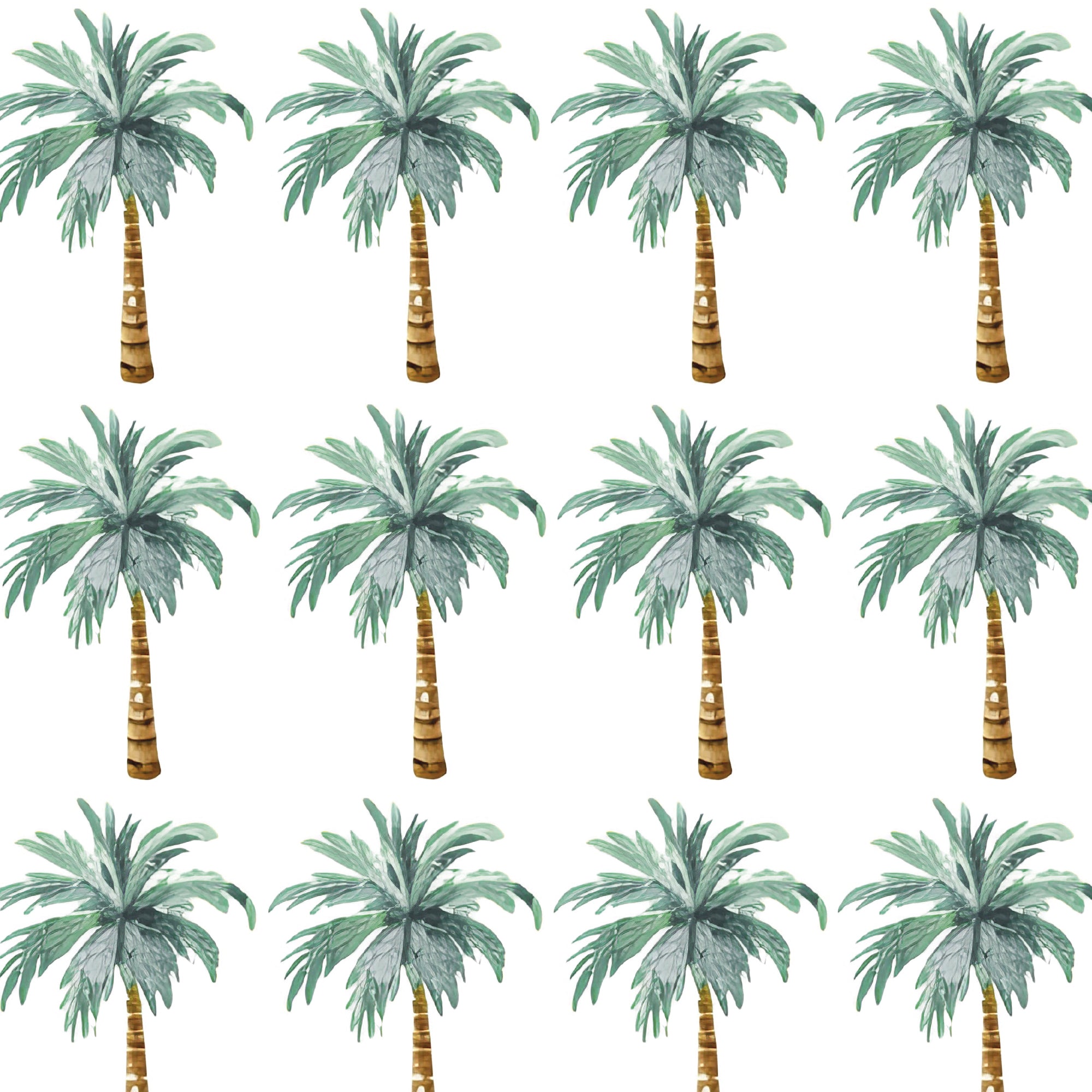 Primer plano del vinilo decorativo de paredes en forma de palmeras tropicales. Adhesivo de pared removible para decoración hogar o habitación infantil con ambiente costero - Nicolasito.es