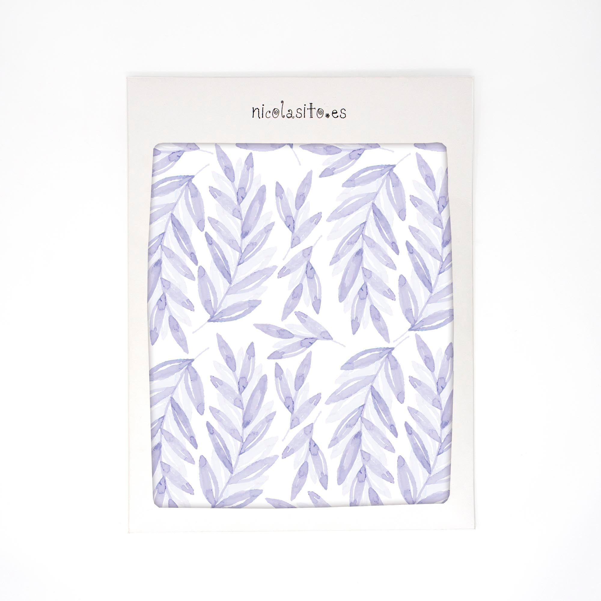 Paquete original en el que se envían los 18 vinilos decorativos para la pared en forma de plantas laurel en color lila - Nicolasito.es #color_Plantas-Laurel-Lila