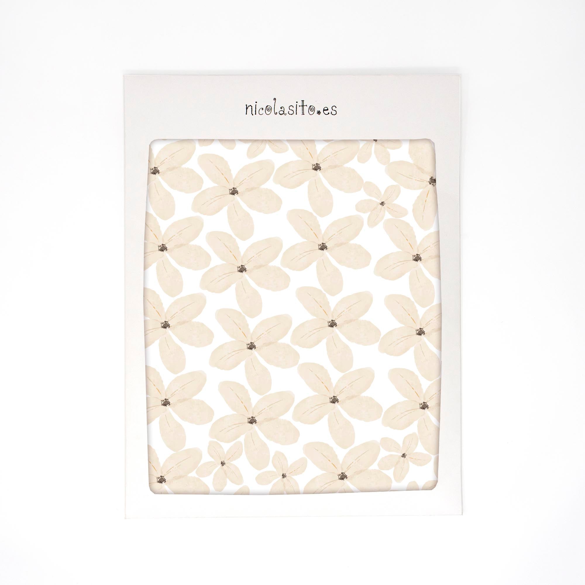 Imgen del set de 34 flores boho en color vainilla, creadas con vinilo decorativo removible de alta calidad y con acabado acuarela - Nicolasito.es #color_flores-boho-vainilla