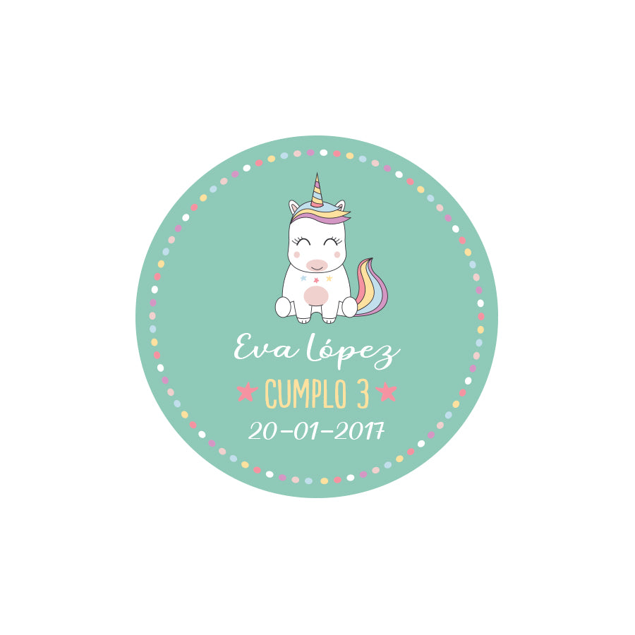 Adhesivos Cumpleaños Unicornios