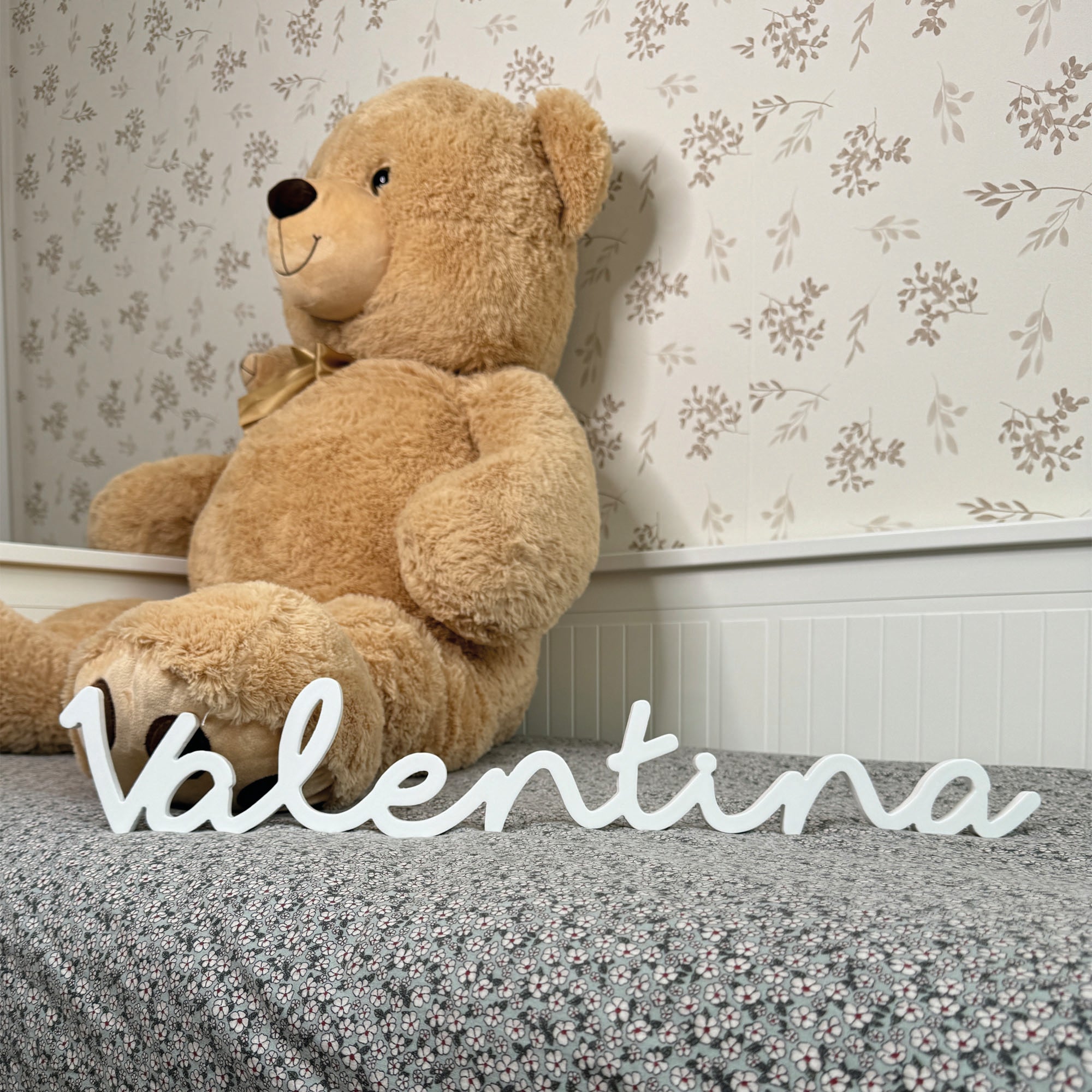 Decoración dormitorio infantil niña con nombre de madera www.nicolasito.es #color_Blanco