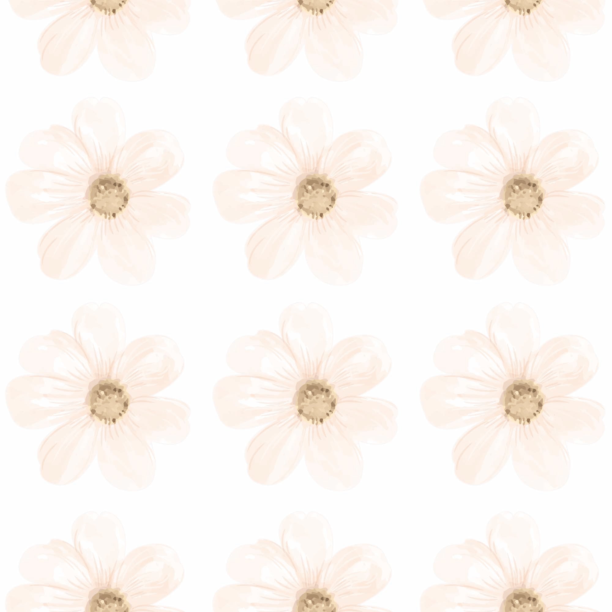 Detalle del vinilo decorativo flores margarita en color beige con acabado efecto acuarela para decorar dormitorios o diferentes estancias del hogar creando un efecto papel pintado - Nicolalsito.es #color_flores-margarita-beige