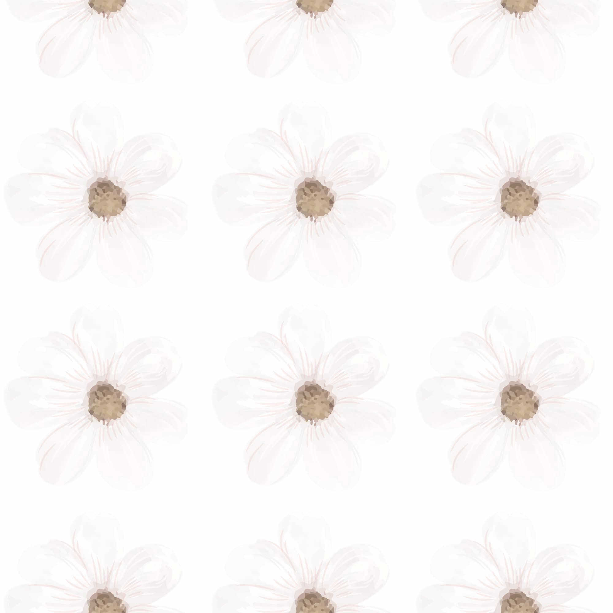 Plano detalle del adhesivo del vinilo decorativo de paredes en forma de flores margarita en color blanco antes de la colocación mostrando su textura. Crea un bonito efecto papel pintado sin complicaciones con vinilo adhesivo flores margarita - Nicoalsito.es #color_flores-margarita-blanco