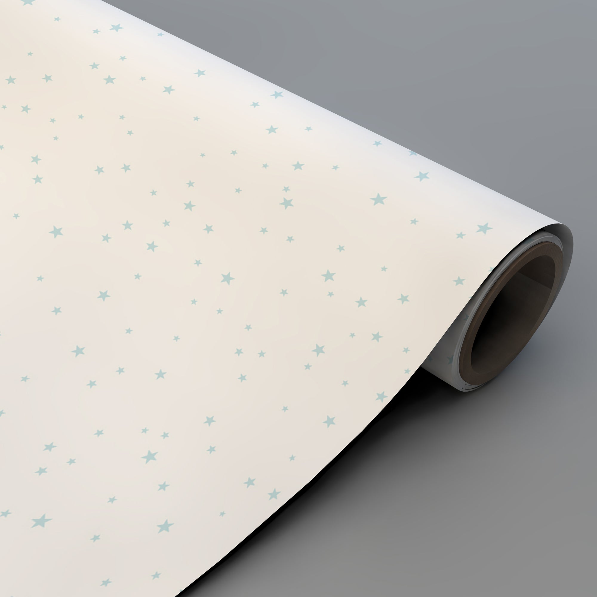 Detalle de cómo llega el rollo de papel pintado estrellitas en color verde suave - Nicolasito.es #color_Mint