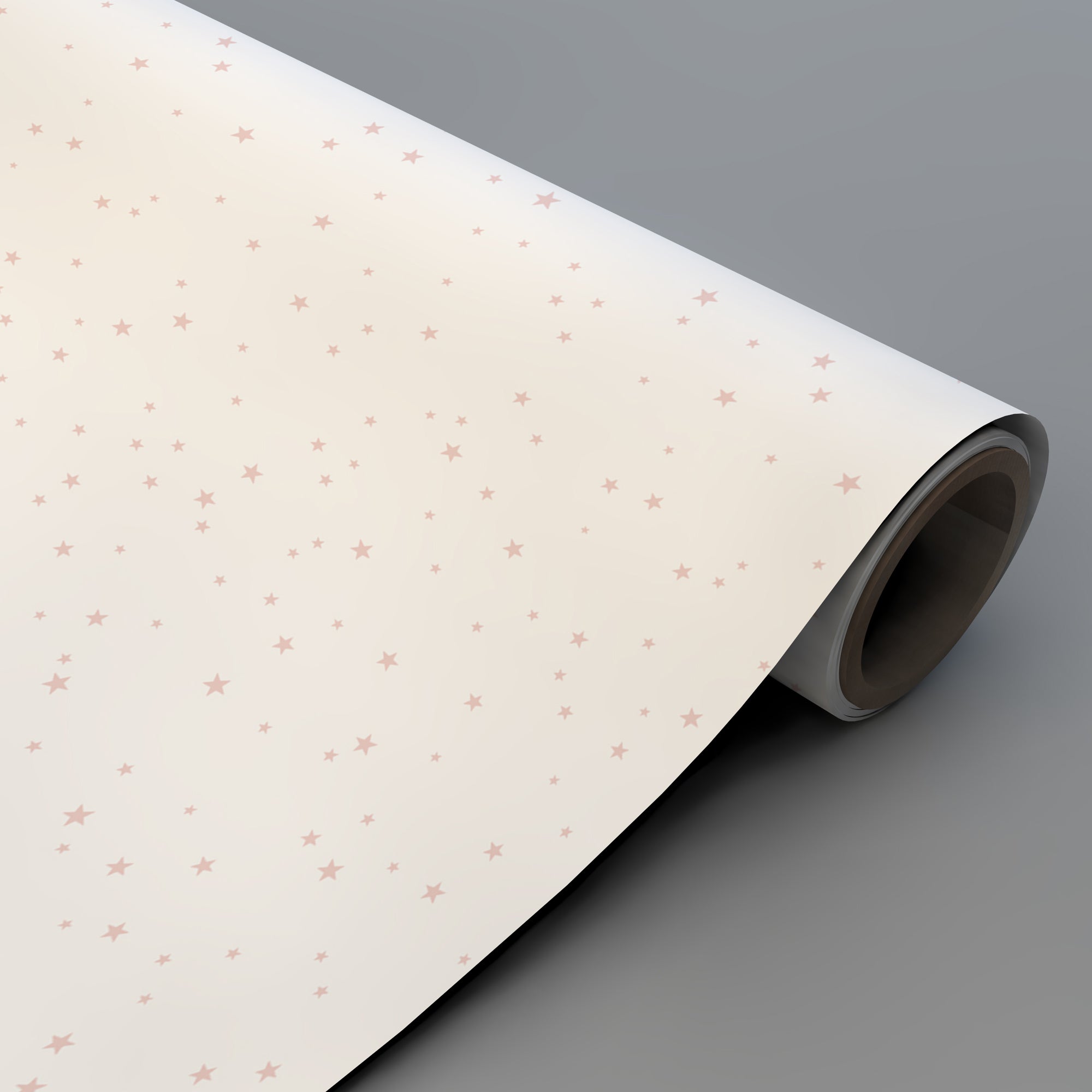 Imagen que muestra cómo llega el rollo del papel pintado estrellitas en color rosa - Nicolasito.es #color_Rosa
