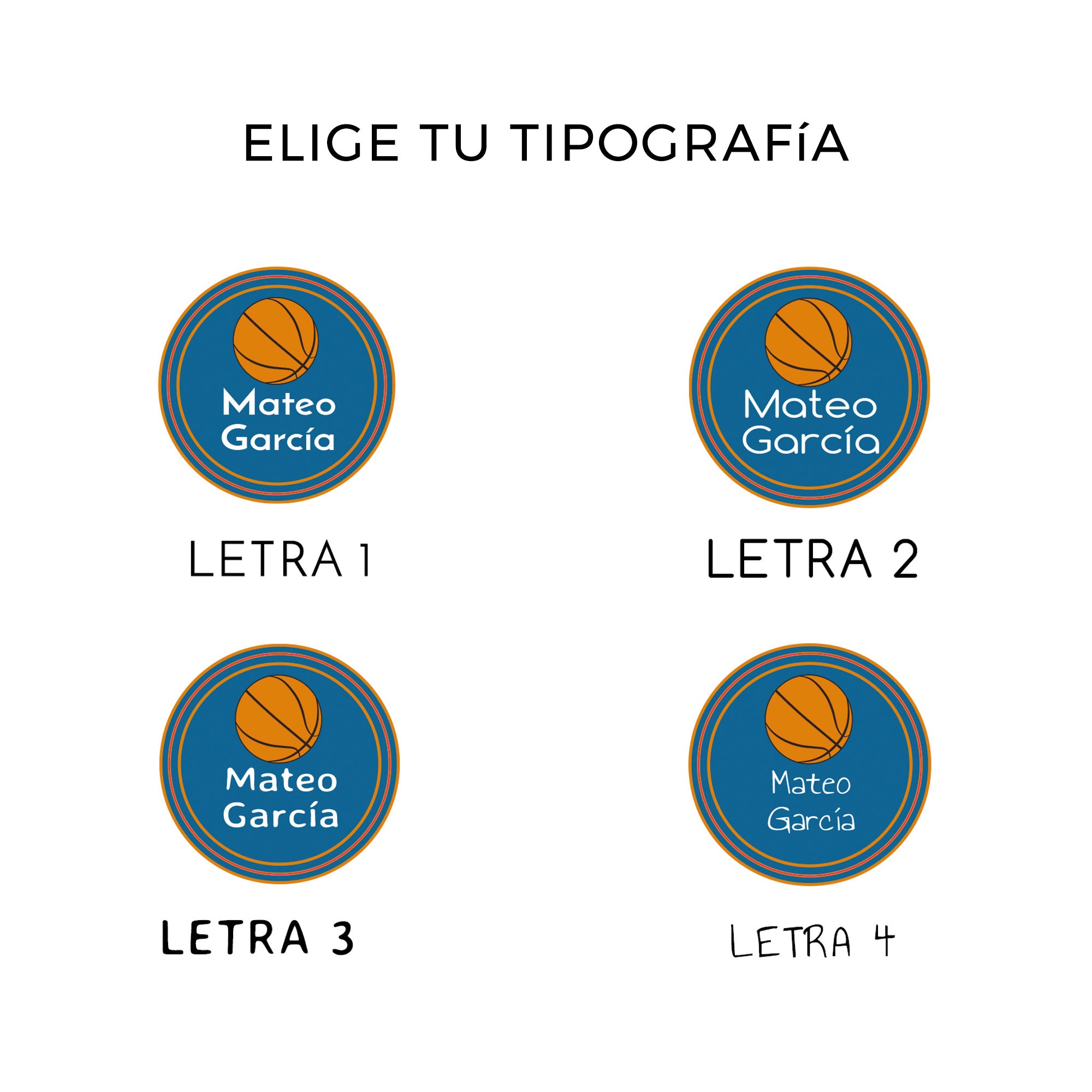 Tipografías disponibles para pegatinas personalizadas de zapatos de baloncesto con nombre infantil - Nicolasito.es #Color_Baloncesto