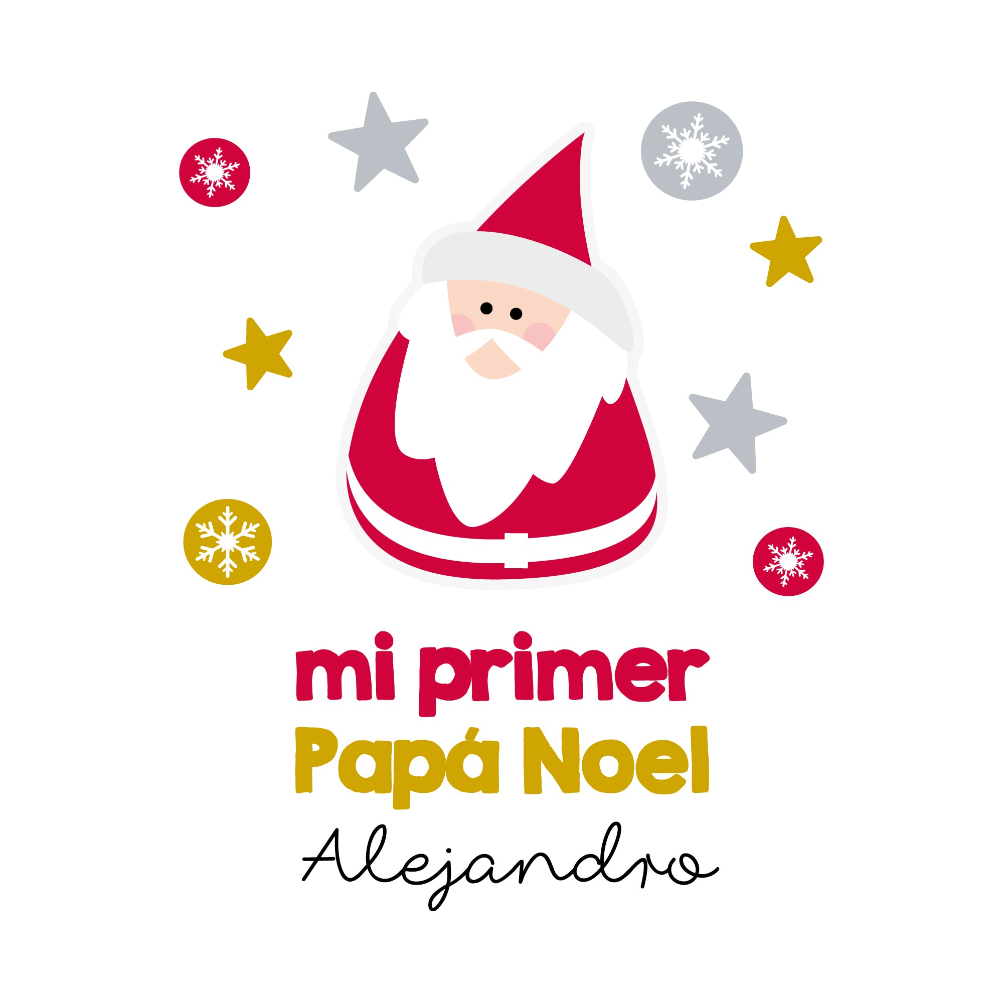 Detalle del diseño del body navideño Papá Noel personalizado con nombre, ilustración festiva ideal para regalar o para la sesión de fotos de Navidad del bebé - Nicolasito.es