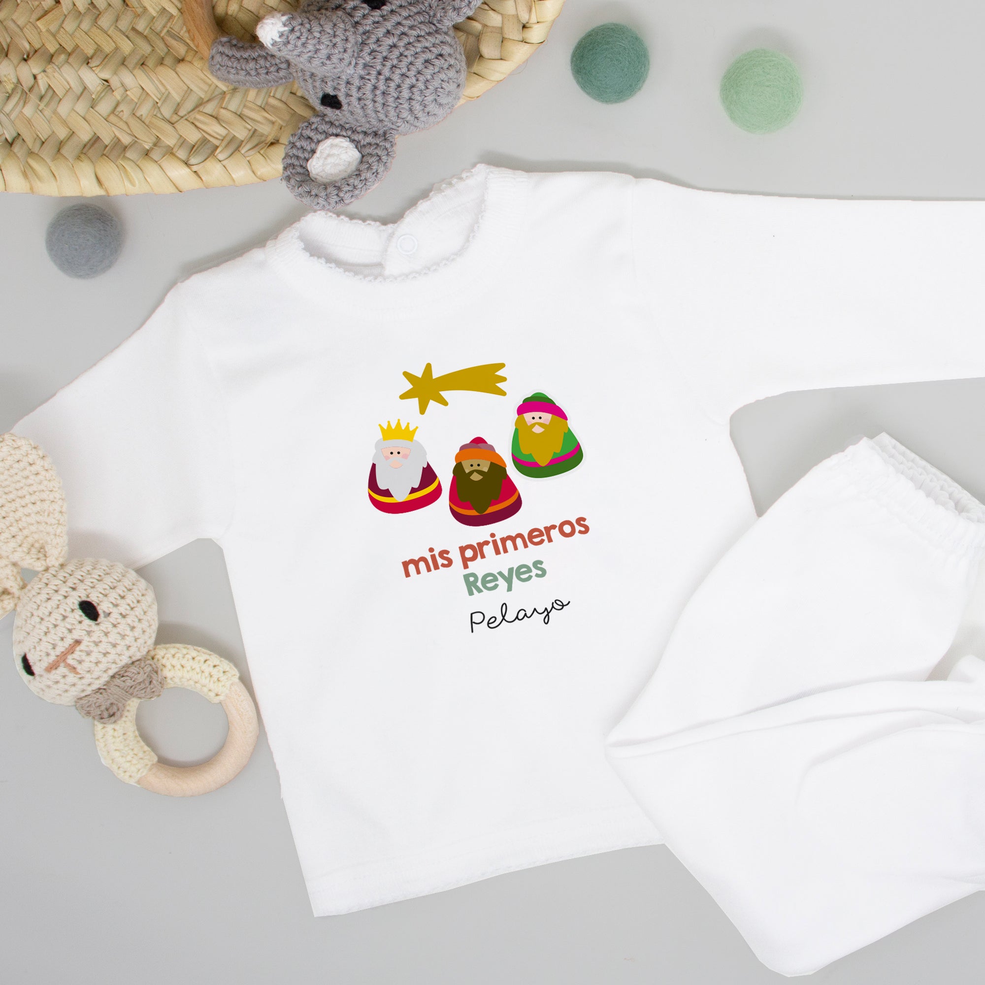 Idea de regalo original para regalar en navidad, conjunto primera puesta recien nacido - Nicolasito.es