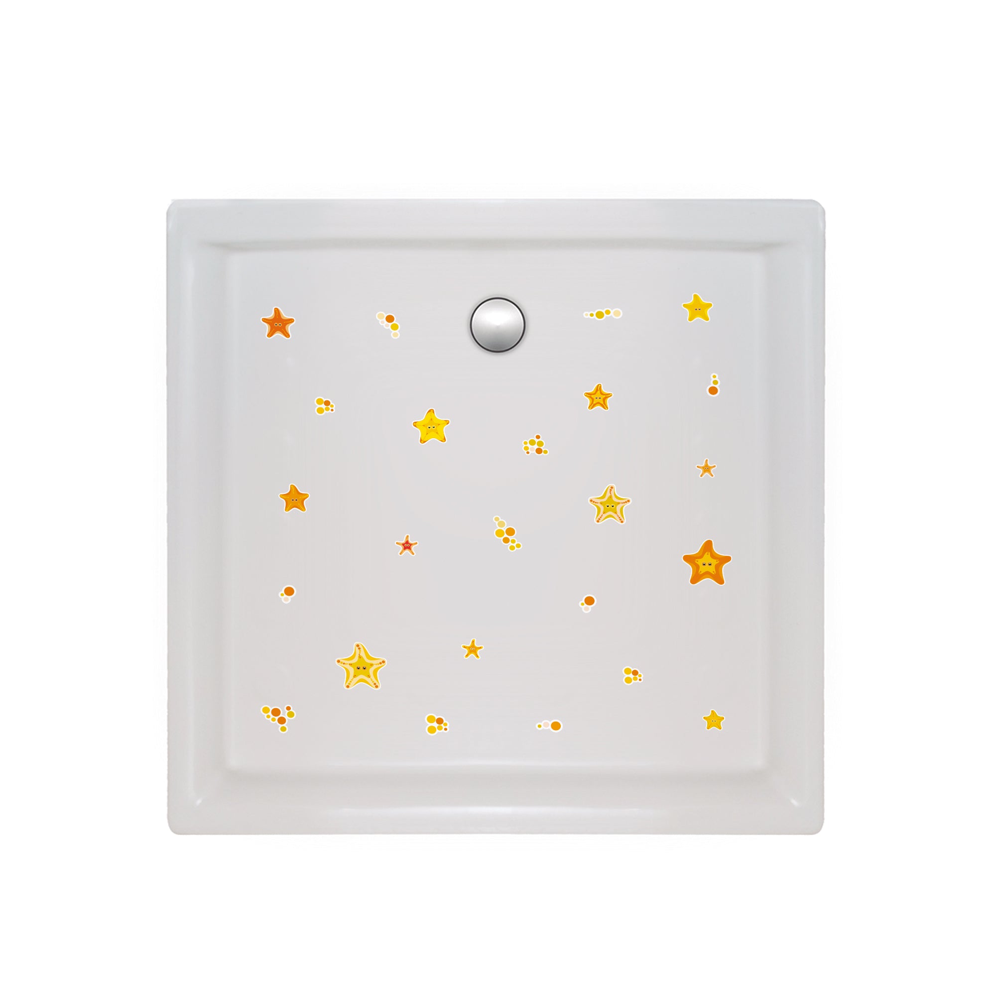 Adhesivos de seguridad para ducha con estrellas de mar naranjas – ideal para niños pequeños #color_Naranja