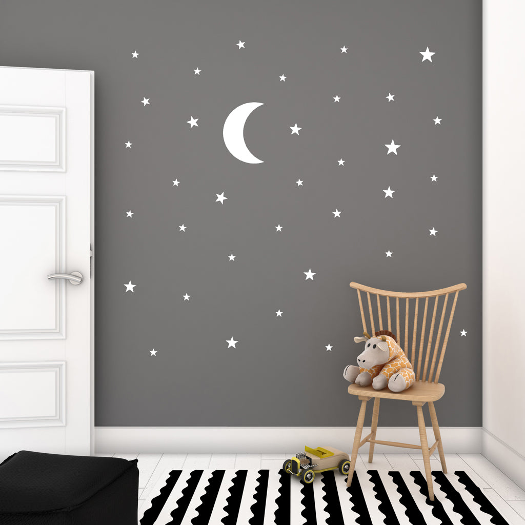 Vinilo habitación infantil luna grande adhesiva en color blanco - Nicolasito.es #color_Blanco