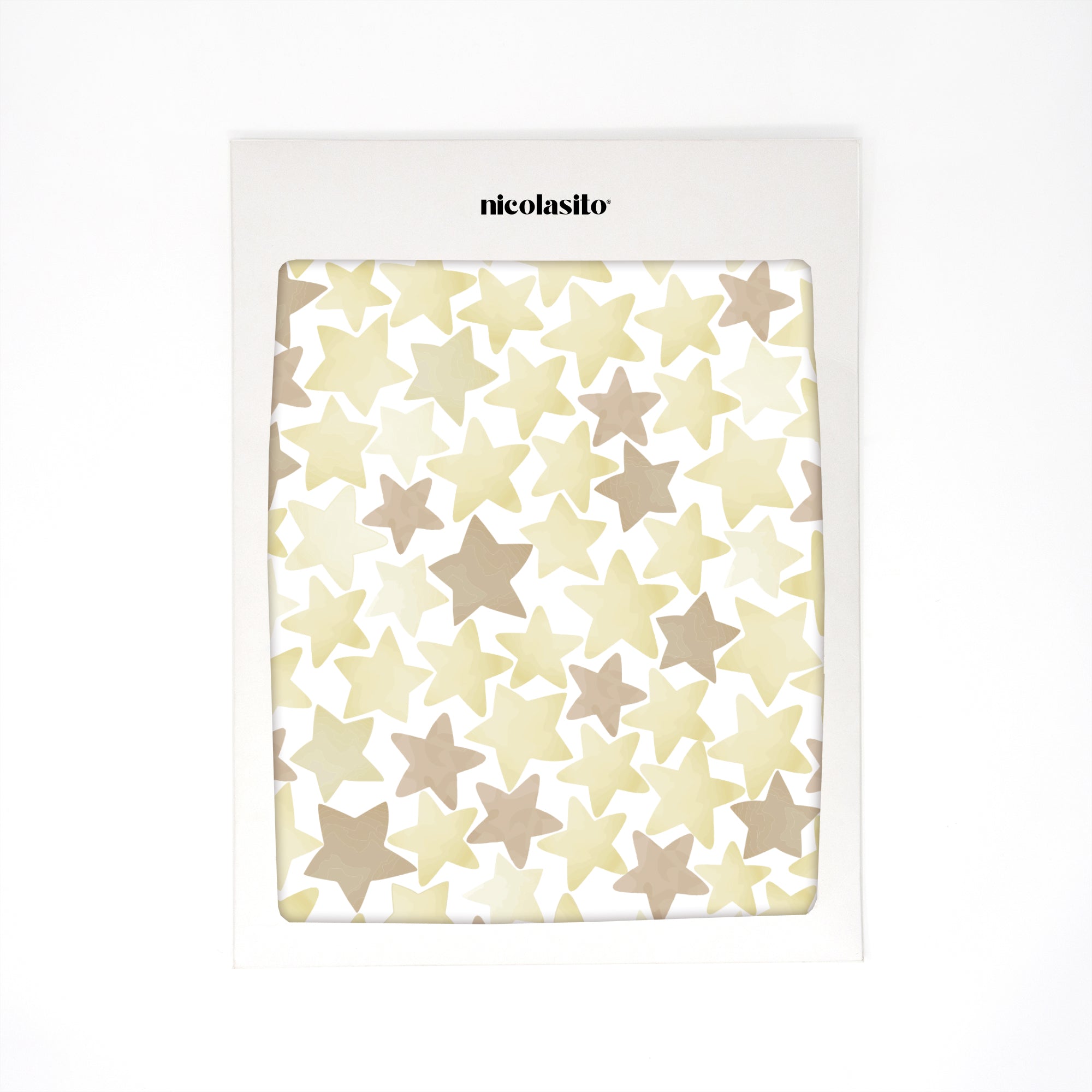 Packaging seguro de vinilo decorativo de estrellas acuarela en color amarillo para envío sin daños - Nicolasito.es #color_estrellas acuarela amarillo
