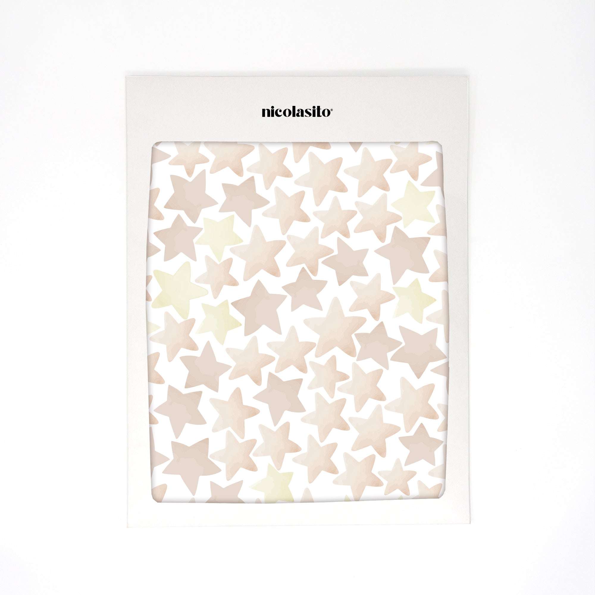 Detalle del packaging del vinilo estrellas acuarela de color rosa listo para entregar - Nicolasito.es #color_estrellas acuarela rosa