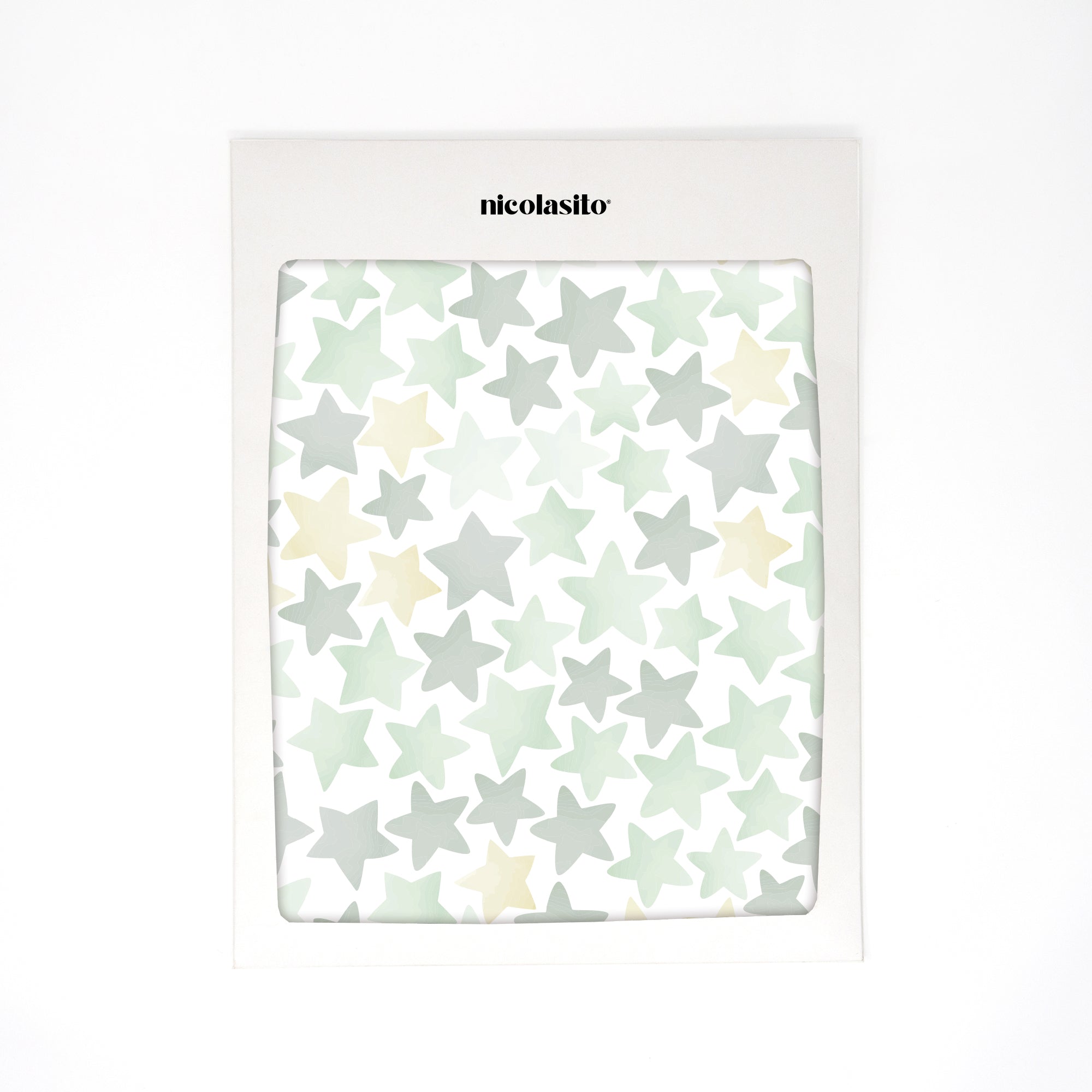 Vinilo decorativo de estrellas acuarela verde empaquetado y listo para regalo o envío - Nicolasito.es #color_estrellas acuarela verde