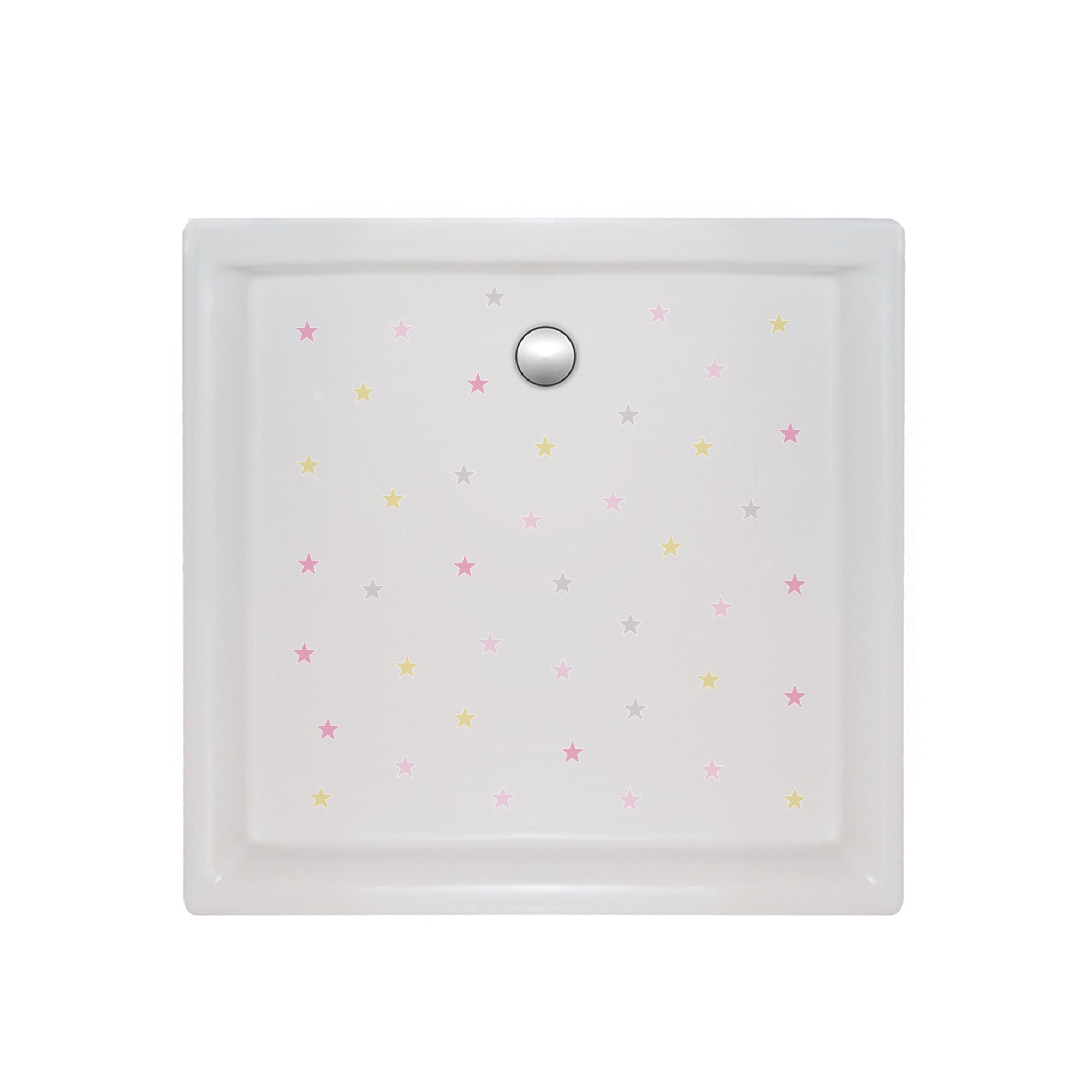 Colocación de estrellas antideslizantes en plato de ducha. Previenen resbalones, son resistentes al agua y ofrecen una fácil limpieza. Disponibles en varios colores rosa_ Nicolasito.es #color_Rosa