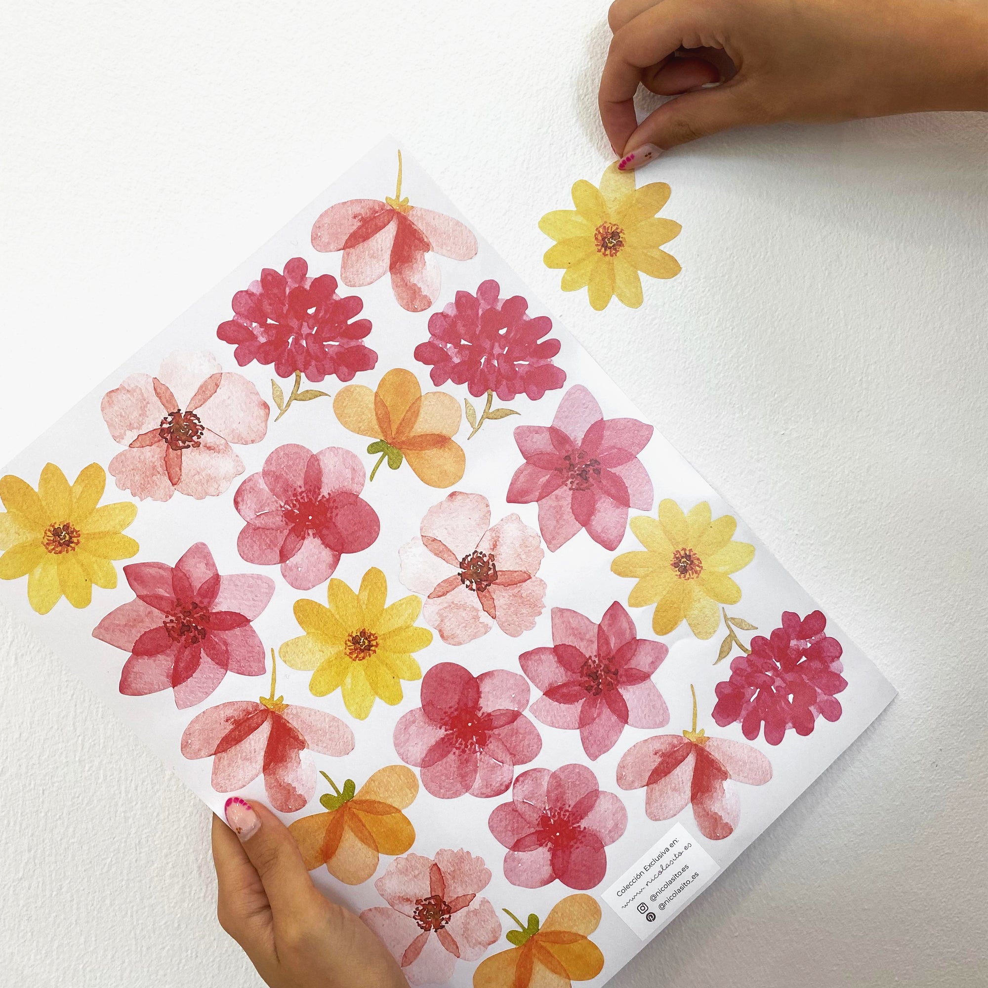 Decoración de habitación con vinilo adhesivo flores primavera, guía en video - Nicolasito.es