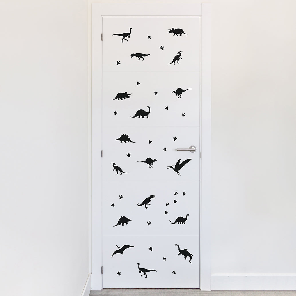 Vinilo decorativo dinosaurios ideal para decoración de puerta de dormitorio infantil - Nicolasito.es #color_Negro