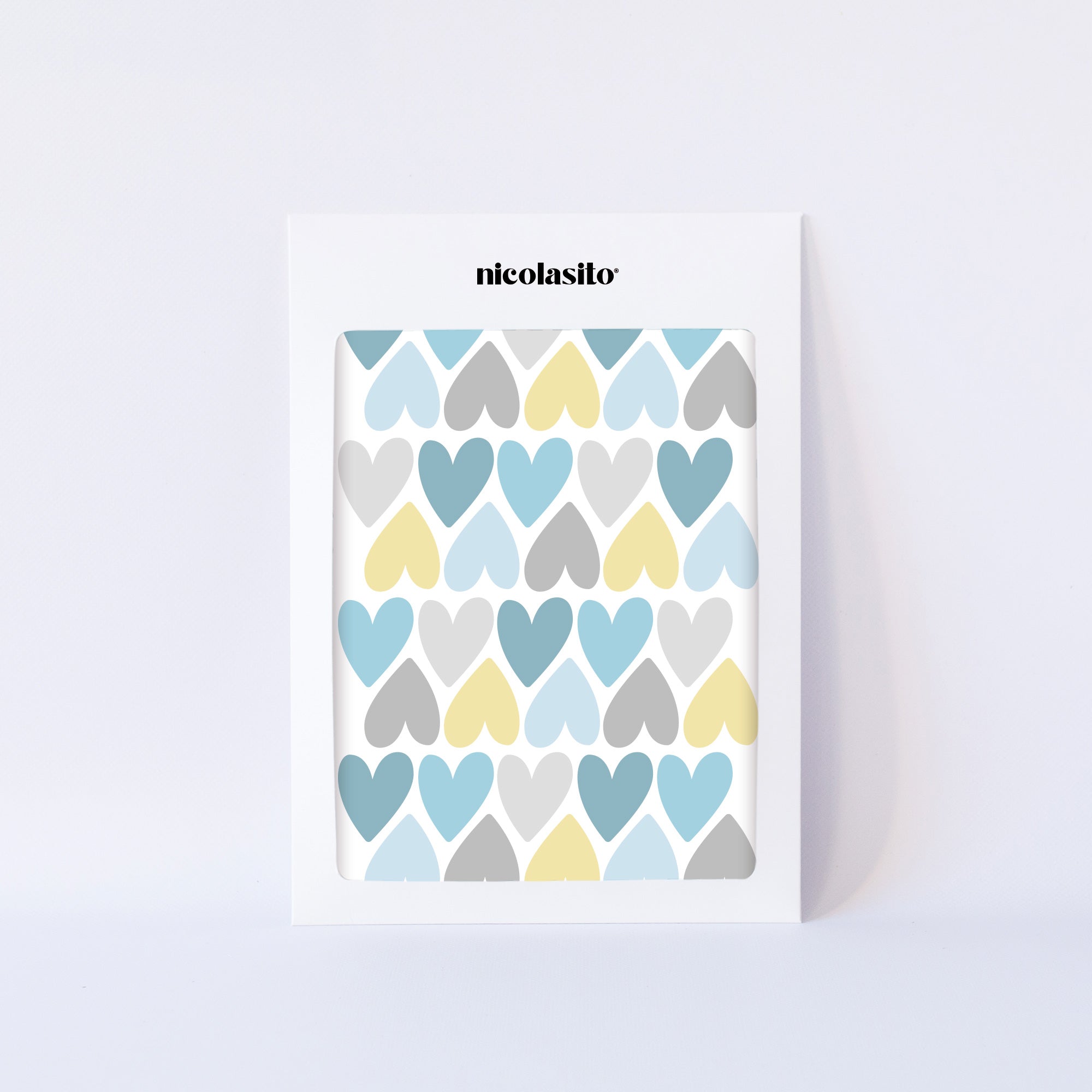 Pack de vinilos decorativos de corazones azul pastel presentado en su packaging original - Nicolasito.es #color_Pastel azul
