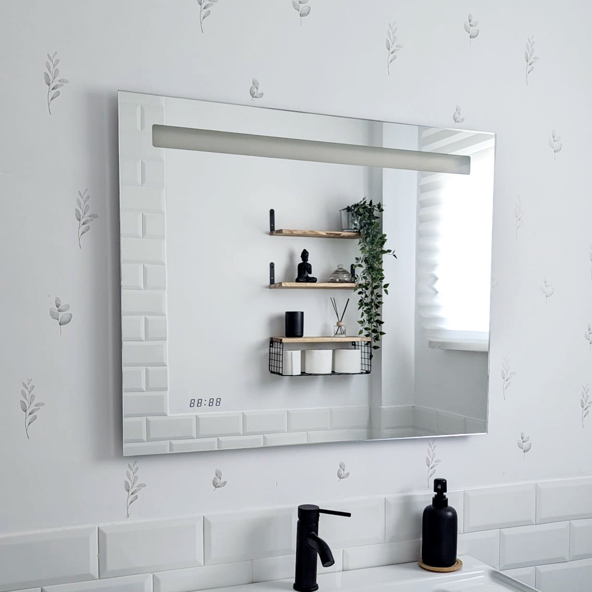 Decoración de paredes de baño con vinilo adhesivo de pared en forma de hojas bohemio tropicales verdes - Nicolasito.es #tamaño_Pequeño