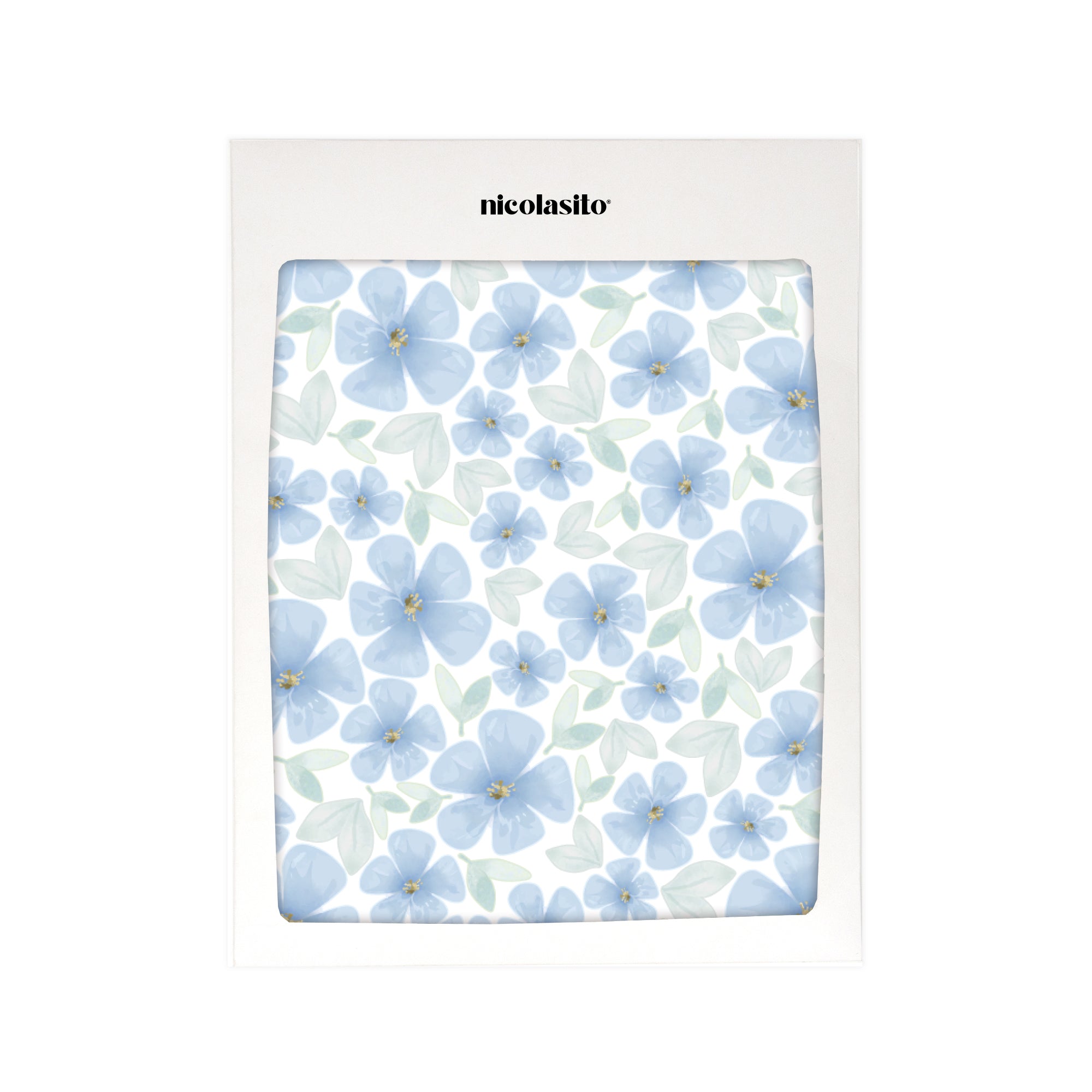 92 pegatinas de vinilo decorativo para paredes en forma de flores silvestres de color azul en su packaging de envío original - Nicolasito.es #color_flores-silvestres-azul