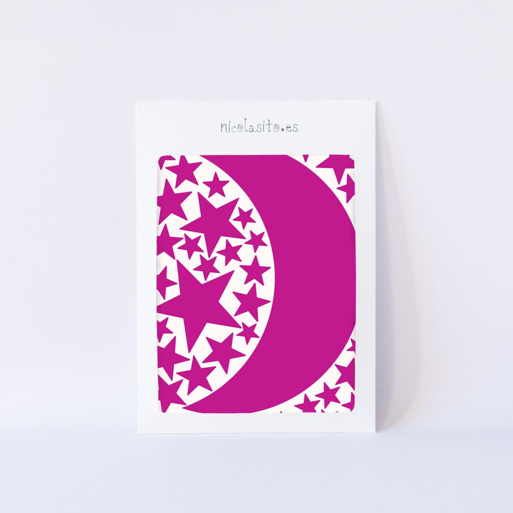 Caja del vinilo pared luna infantil lista para envío - Nicolasito.es #color_Fucsia