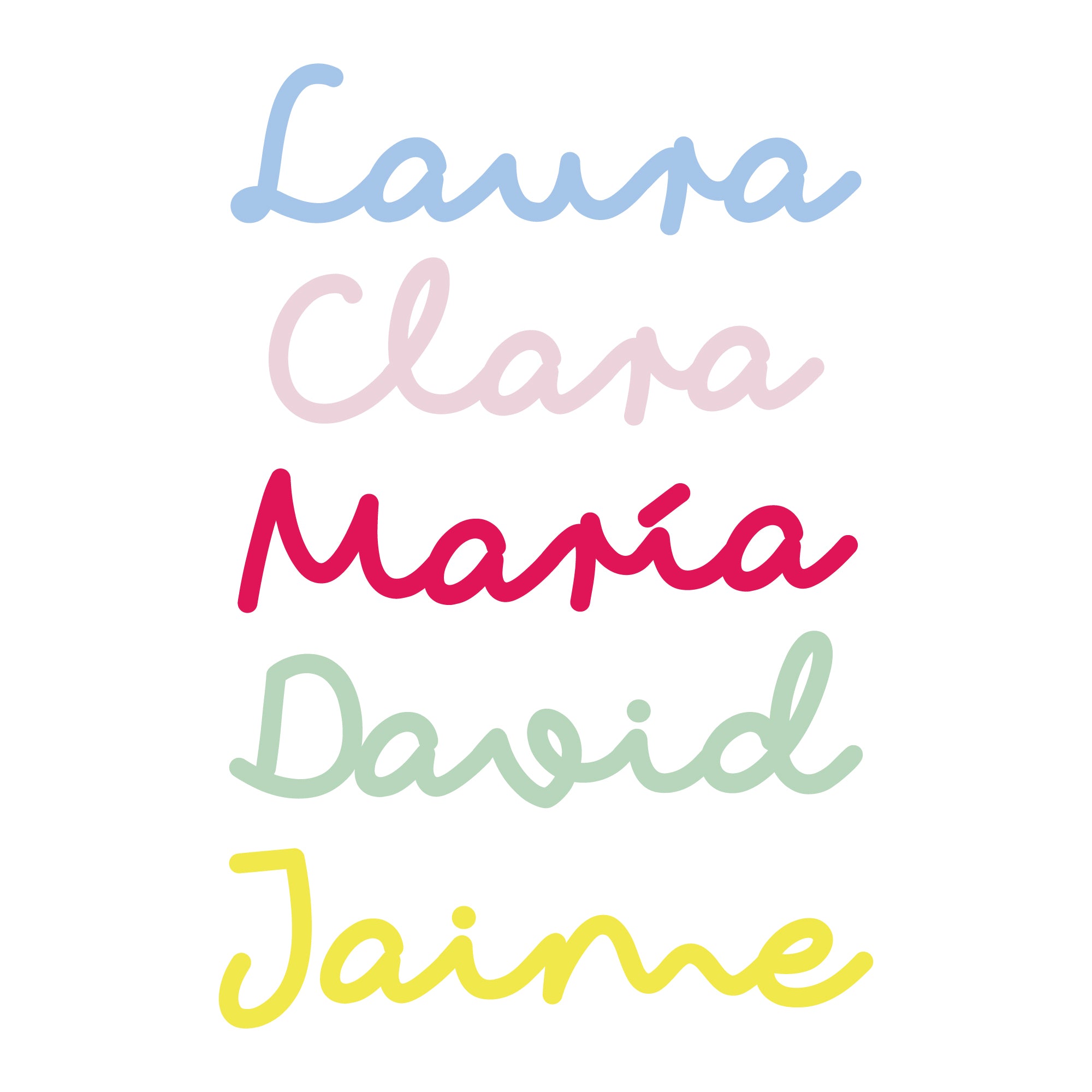 Ejemplo del vinilo decorativo infantil con nombre personalizado, adhesivo de pared ideal para habitaciones de niños o bebés - Nicolasito.es #cantidad_Hasta 5 letras