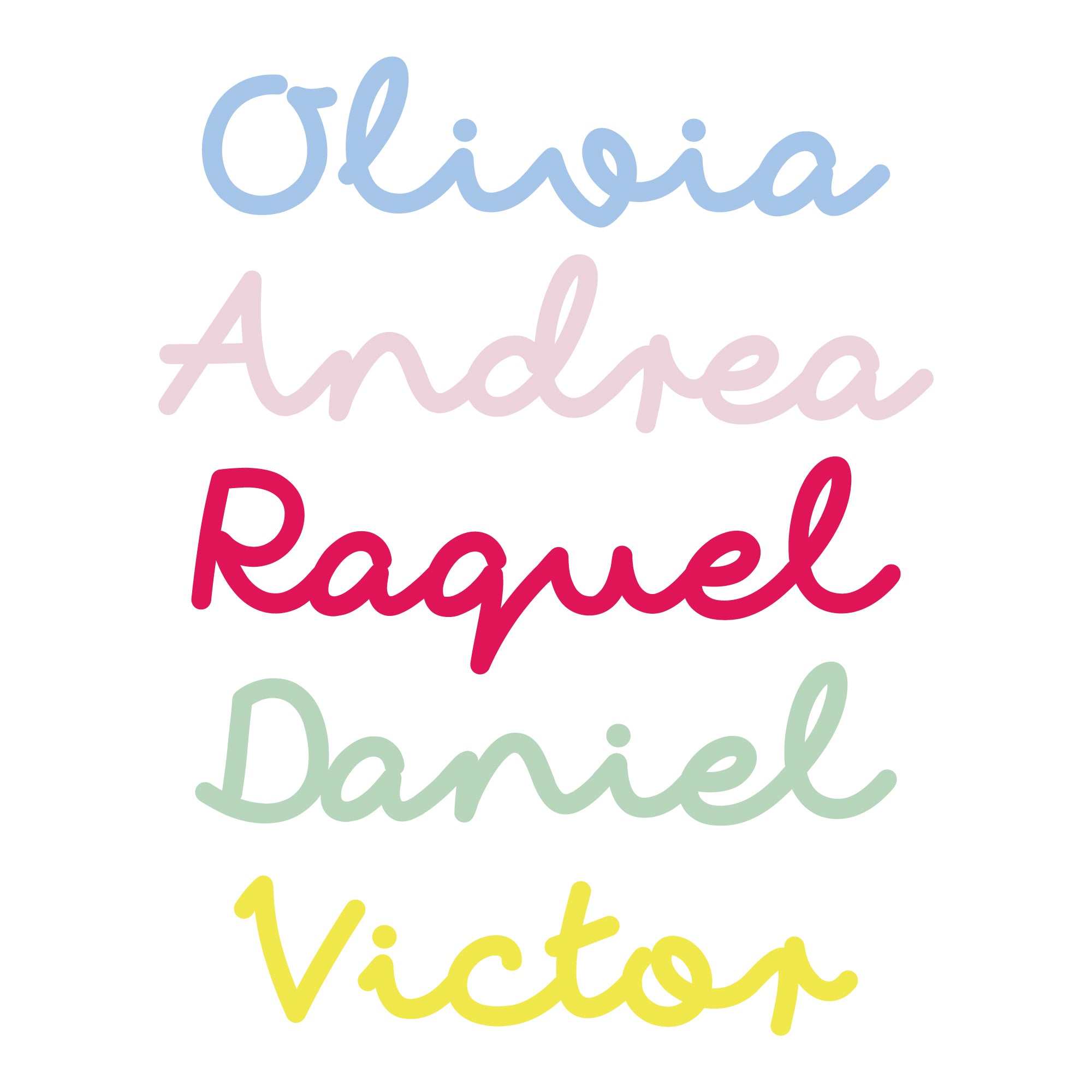 Ejemplos de vinilo personalizado para dormitorio infantil con nombre en distintos colores - Nicolasito.es #cantidad_De 6 a 7 letras