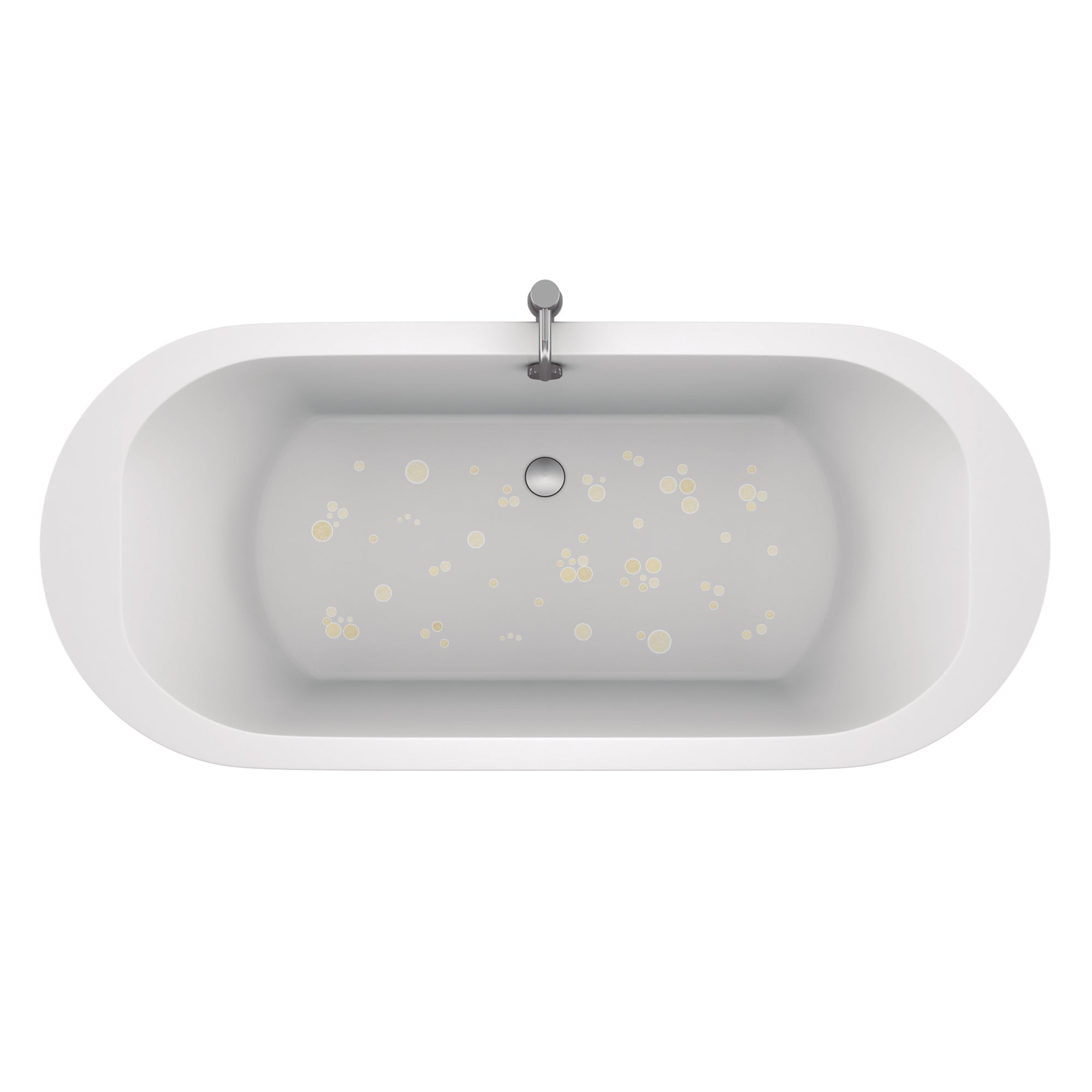 vista general de bañera con vinilos antideslizantes en forma de burbujas de color beige de varios tamaños creand un ambiente seguro durante el baño #color_Beige