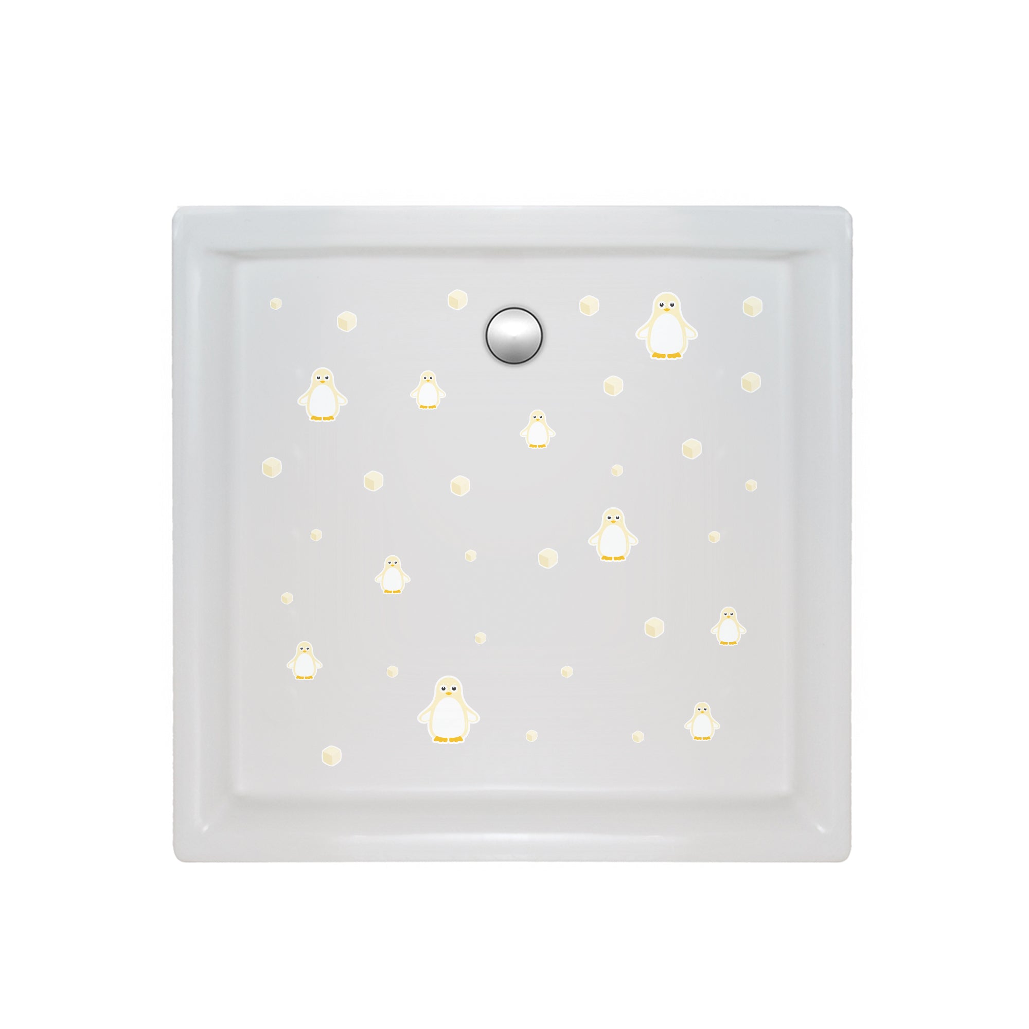 Plato de ducha decorada con pegatinas Antideslizantes Pingüinos para baños infantiles - Nicolasito.es #color_Beige