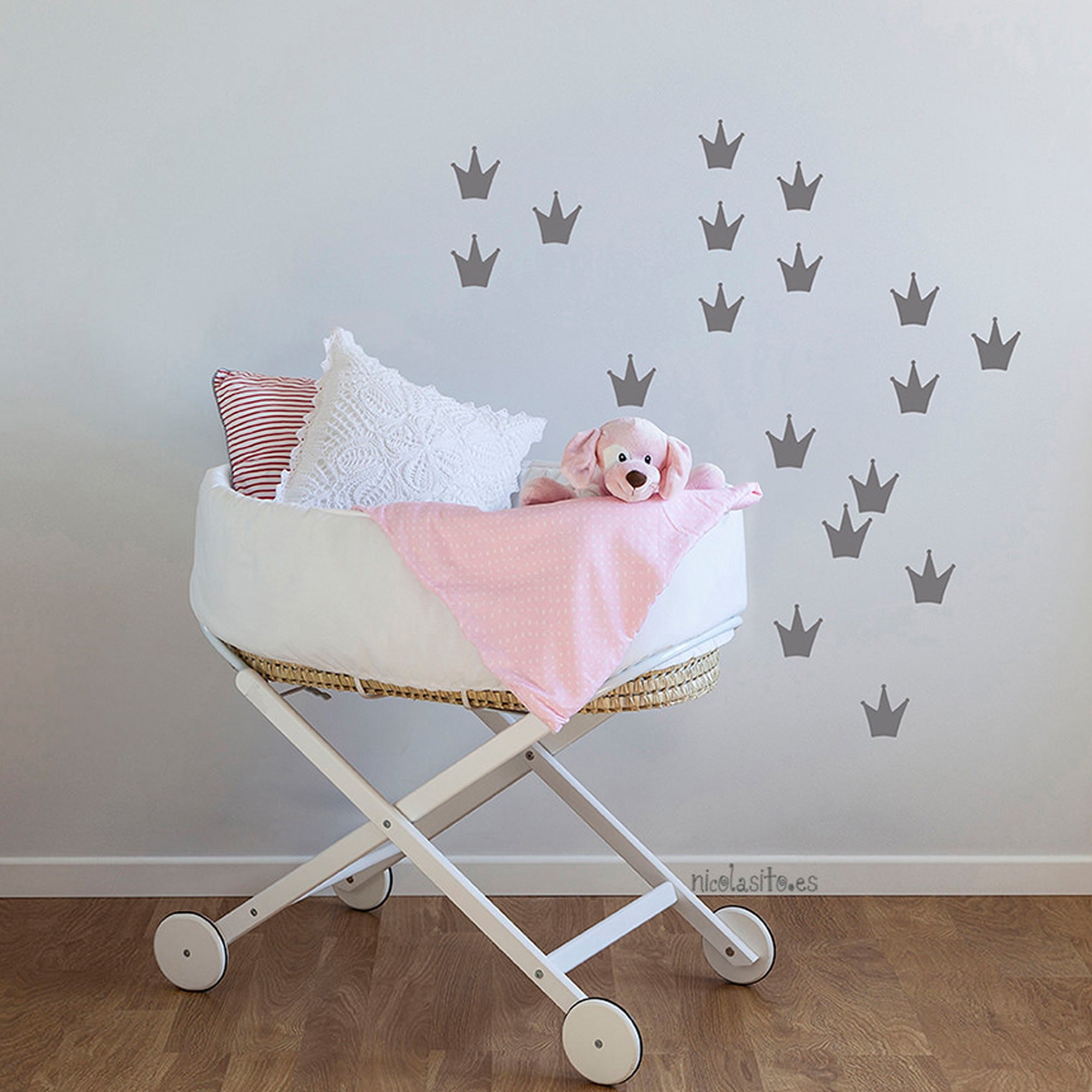 cuarto bebe Vinilo mini coronas #color_Gris oscuro