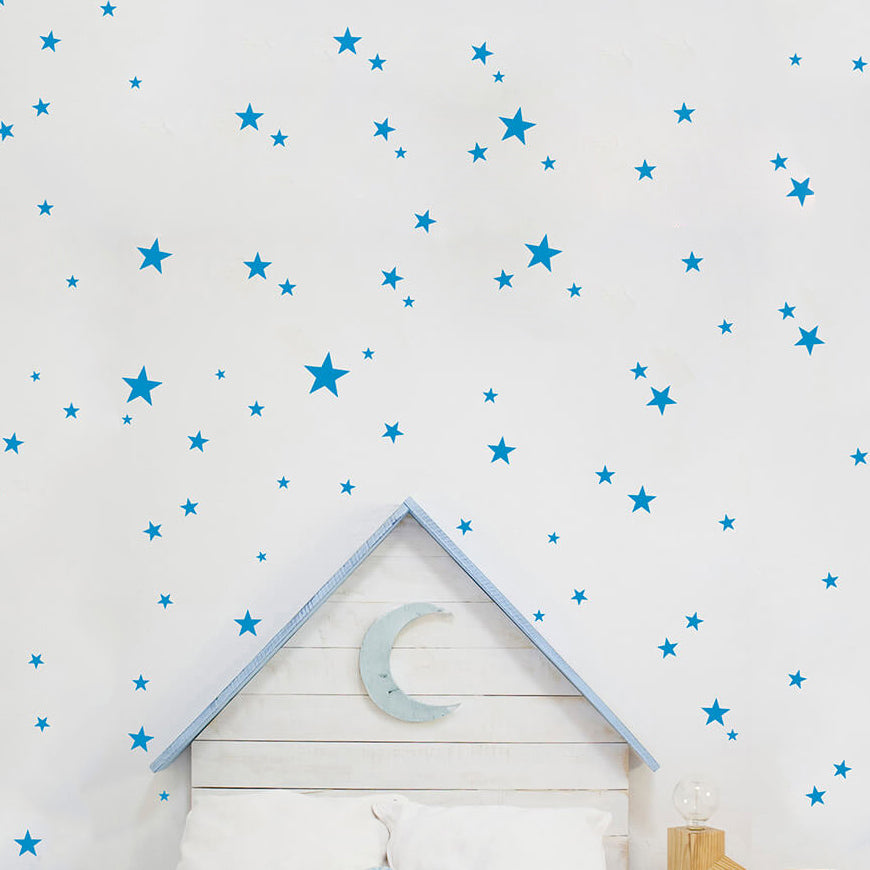 Diseño de estrellas variadas en vinilo removible de color azul para decoración de interiores - Nicolasito.es #color_Azul