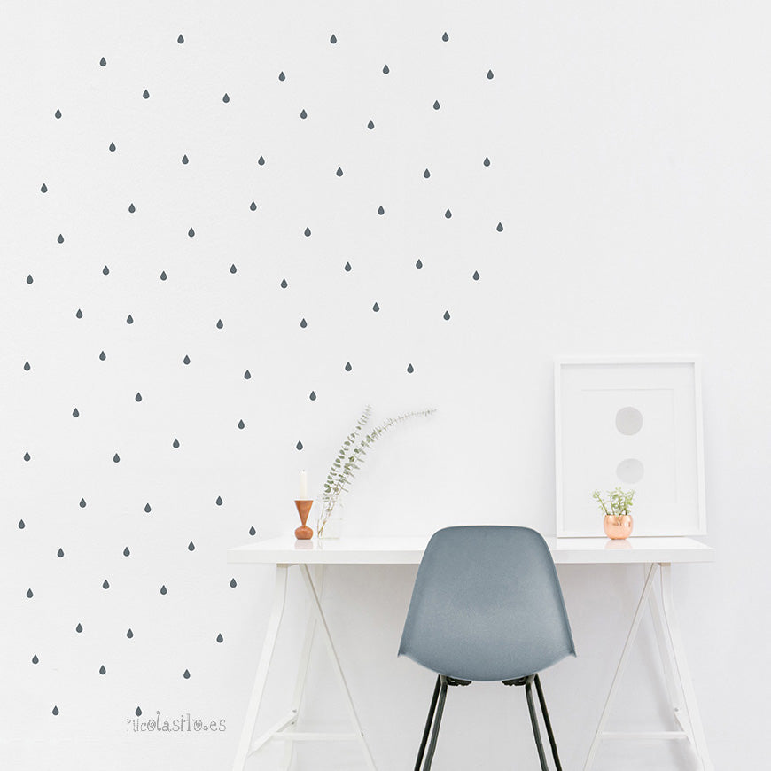 decoracion pared Vinilos decorativos mini gotas gris oscuro Nicolasito #color_Gris oscuro