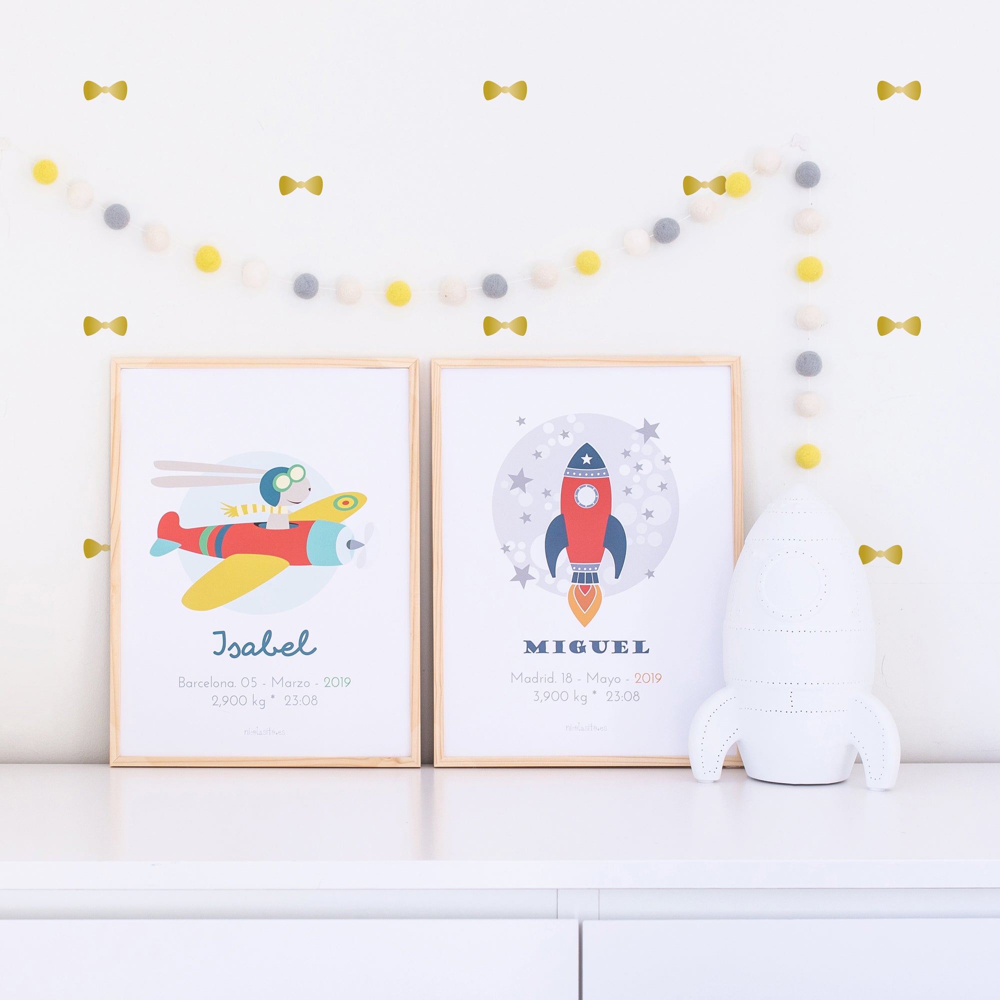 Vinilo pared mini lazos pensado para personalizar habitaciones infantiles - Nicolasito.es #color_Oro