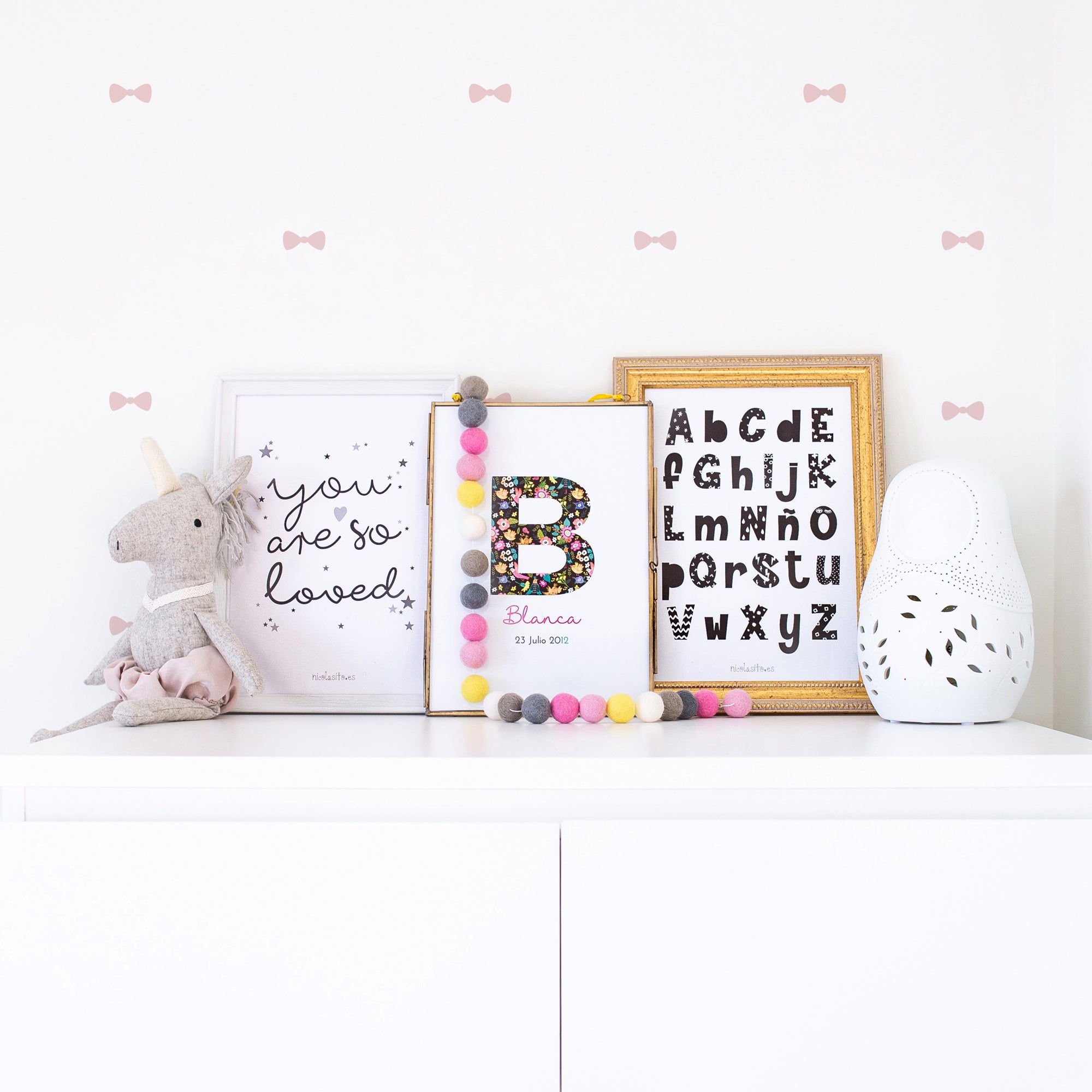 Vinilo adhesivo mini lazos ideal para dormitorios Montessori - Nicolasito.es #color_Rosa