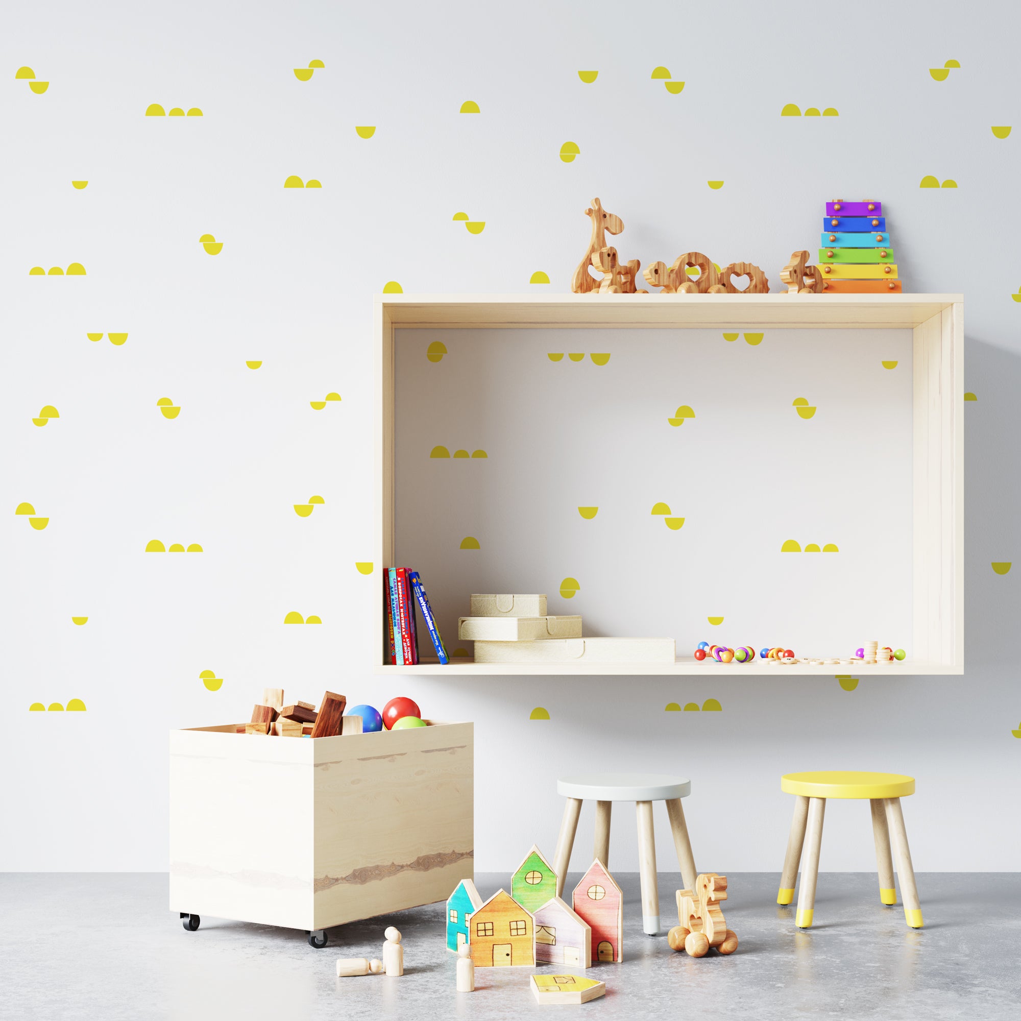 Vinilo decorativo mini medias lunas para decorar pared de cuarto infantil moderno - Nicolasito.es #color_Amarillo