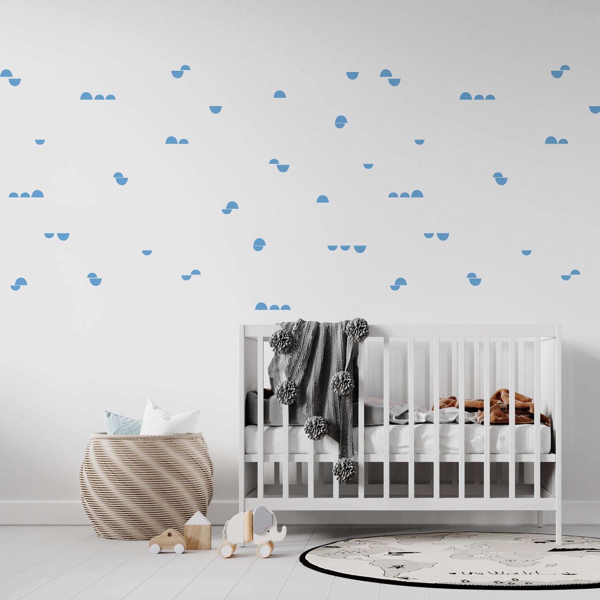 Vinilo decorativo y adhesivo mini medias lunas ideal para decorar la pared de dormitorio de bebé - Nicolasito.es #color_Azul