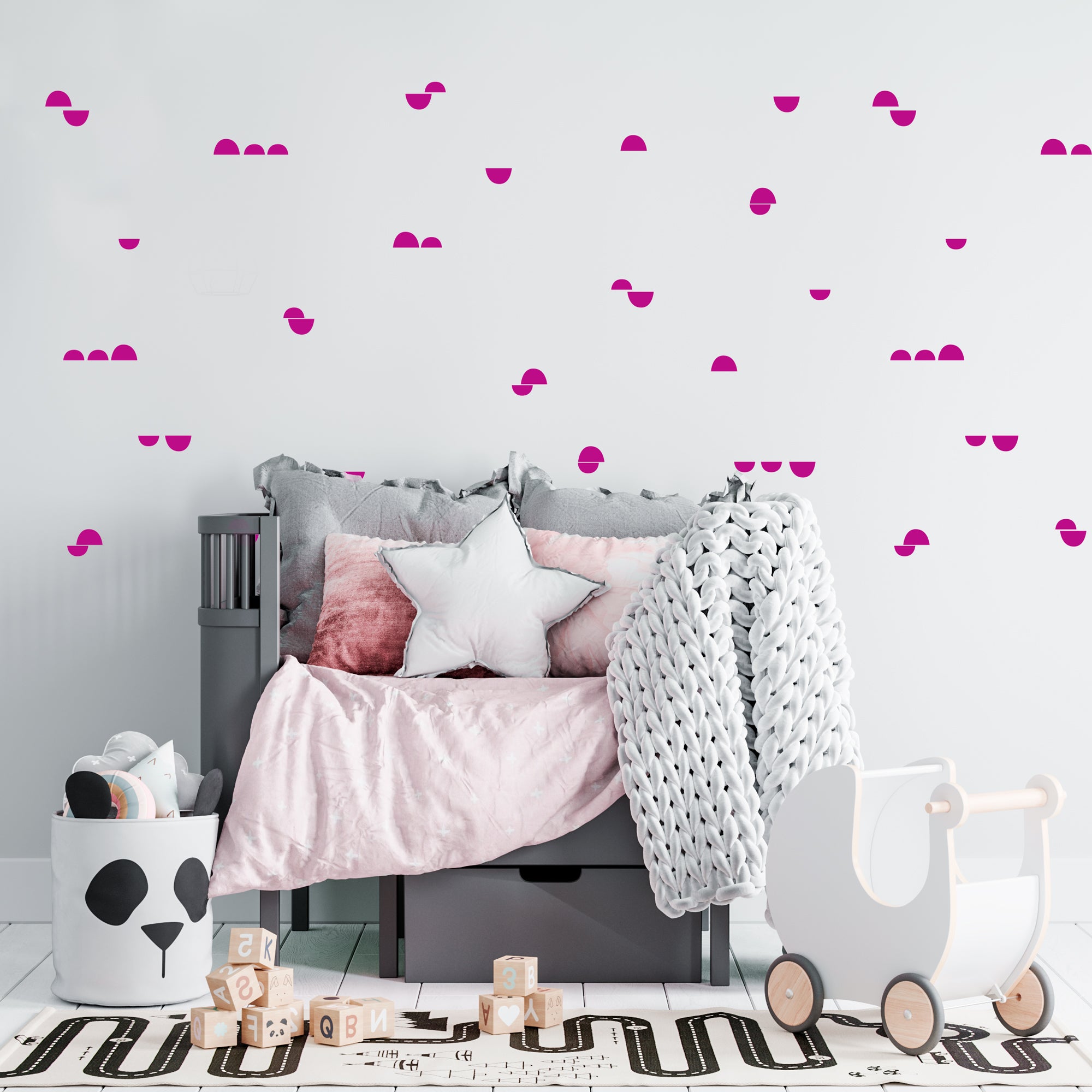 Vinilo decorativo de pared mini medias lunas adhesivo en color fucsia - Nicolasito.es #color_Fucsia