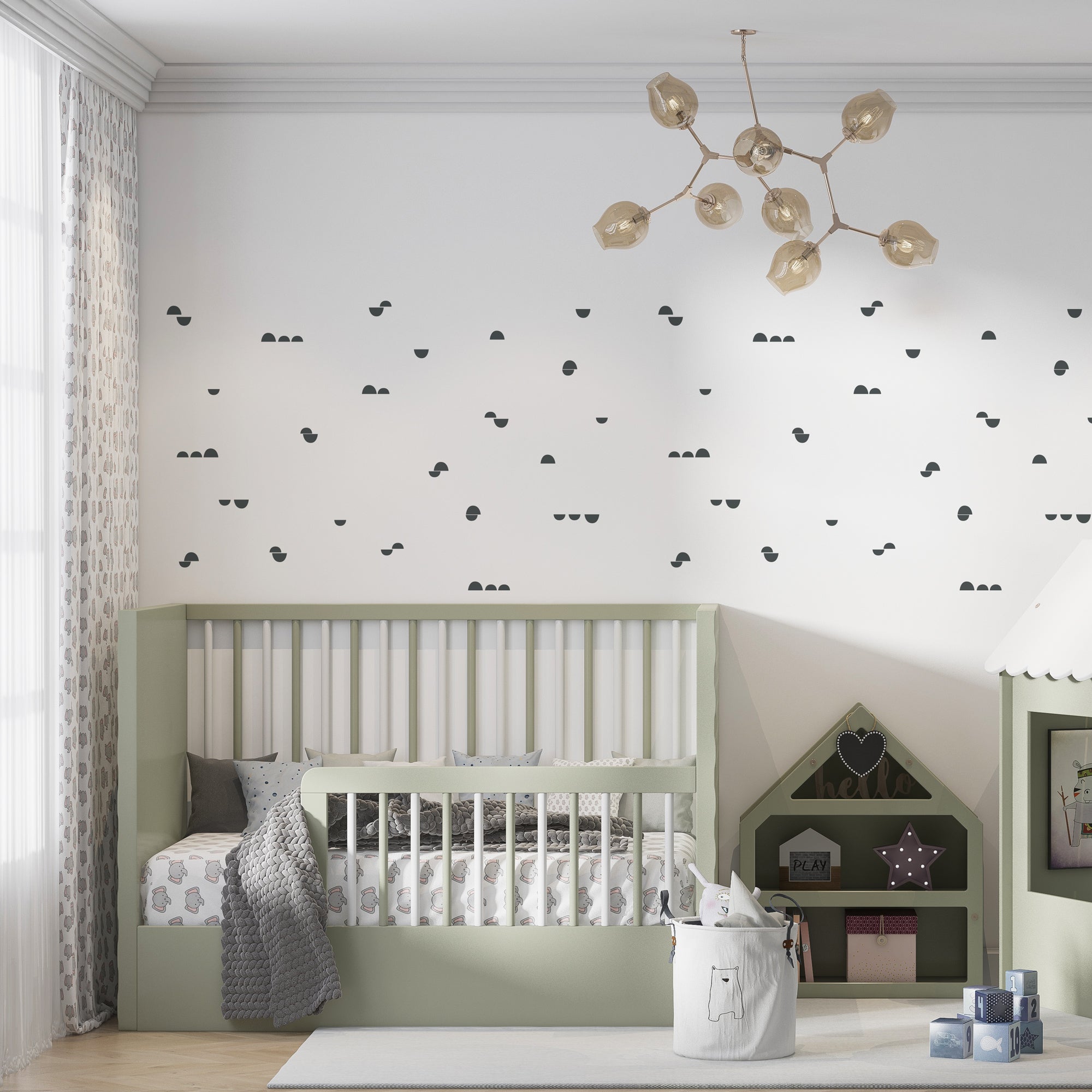 Vinilo con forma de mini medias lunas decorativas para pared infantil - Nicolasito.es #color_Gris oscuro