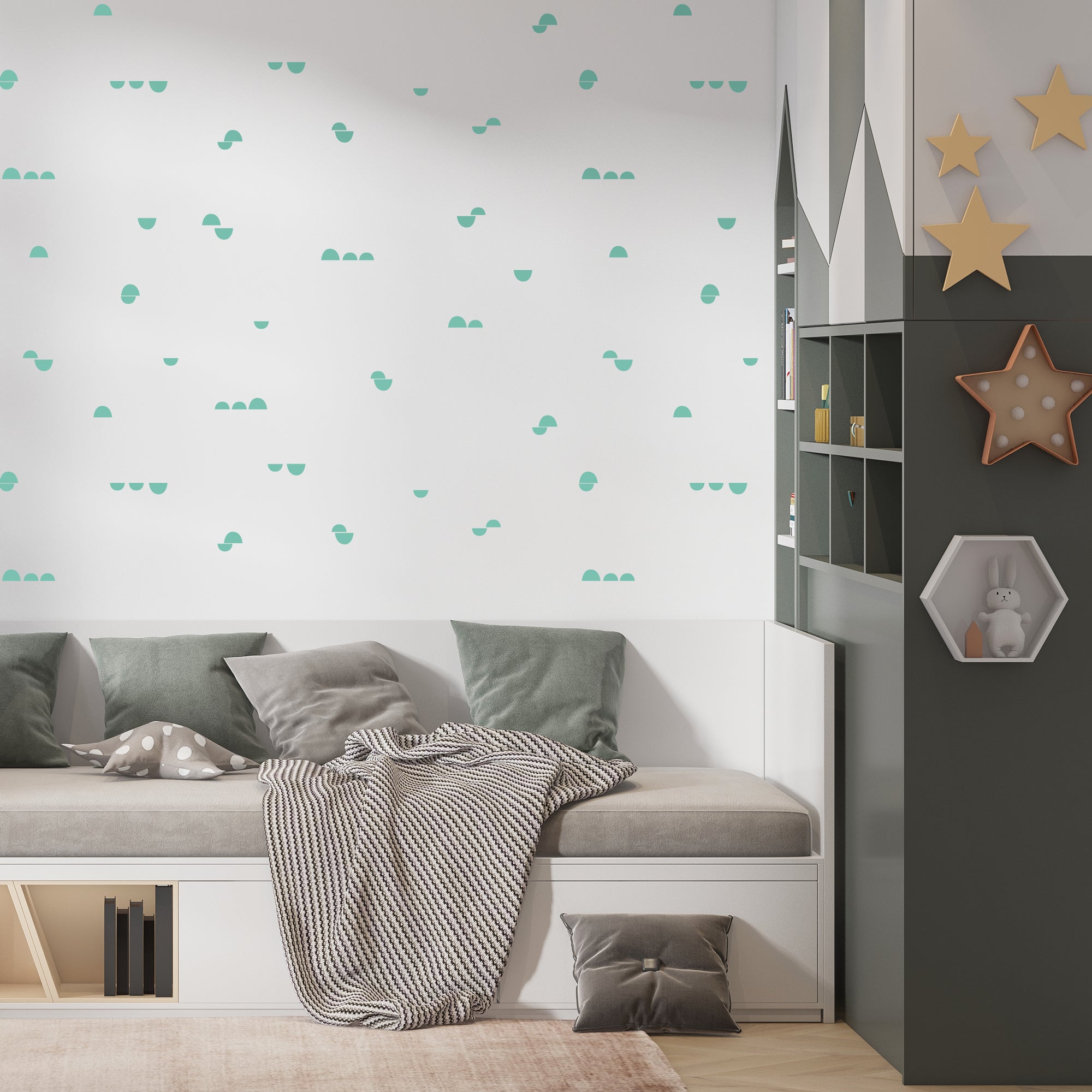 Vinilo decorativo mini medias lunas para decorar paredes de dormitorio con estilo minimalista - Nicolasito.es #color_Mint