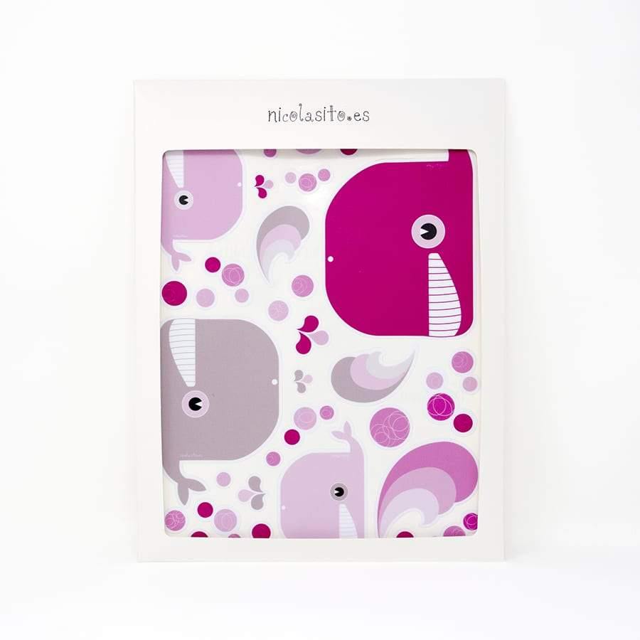 Set de 4 ballenas con olas y burbujas antideslizantes de color rosa para crear un ambiente seguro durante el baño - Nicolasito.es #color_Rosa