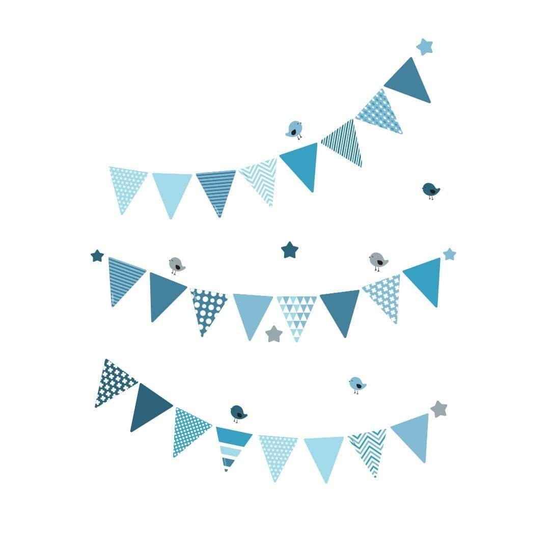 Comprar vinilos decorativos banderines azules para fiestas infantiles