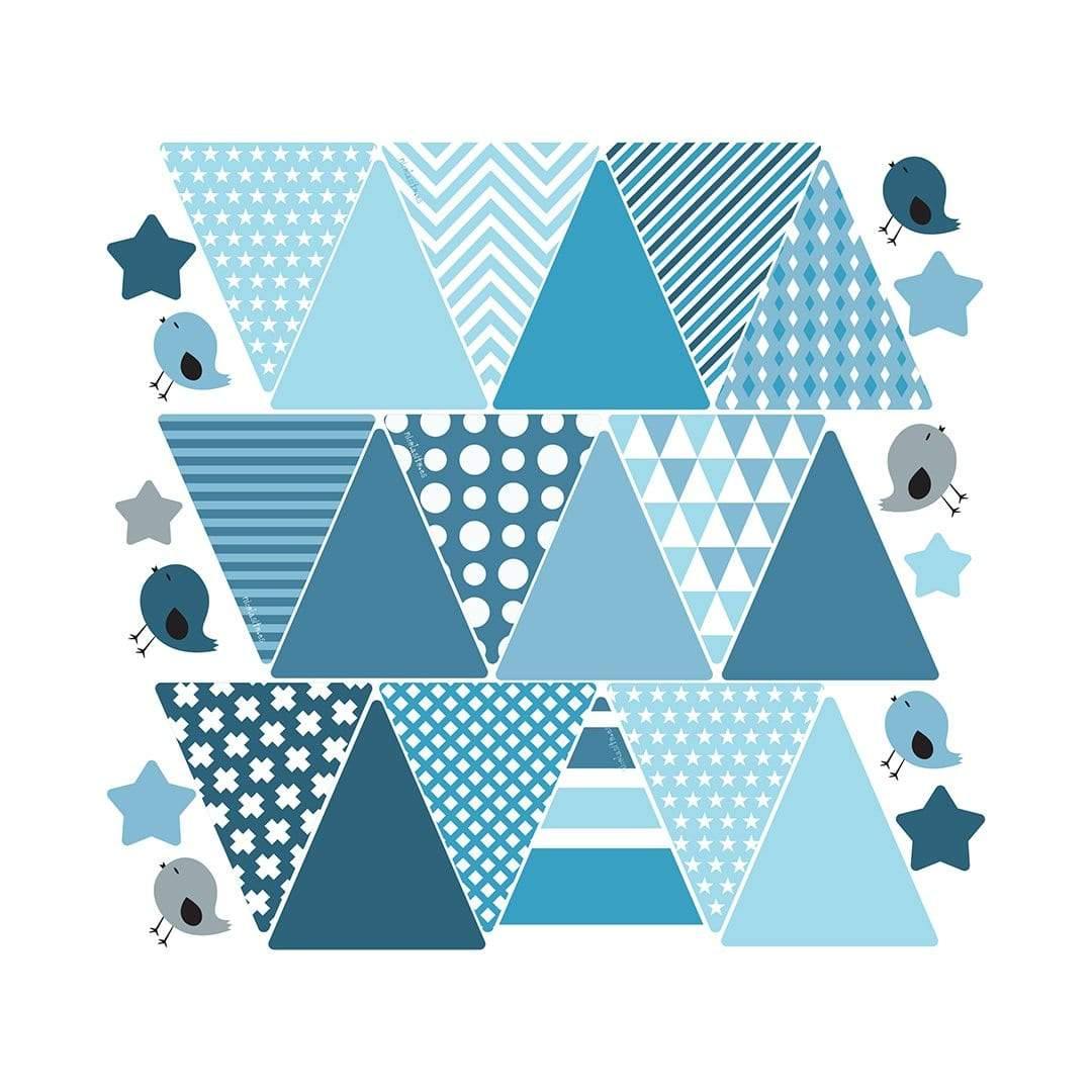 Comprar vinilo decorativo banderines azul para fiesta del bebé