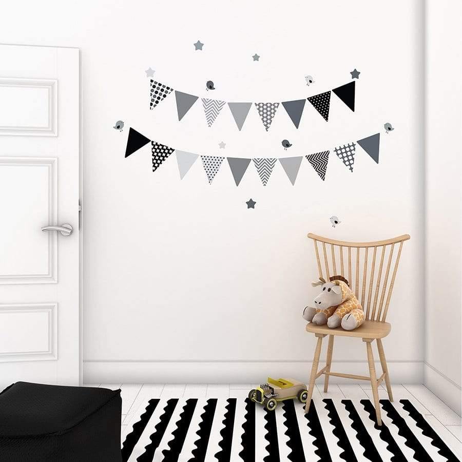 Vinilo decorativo banderines negros adhesivos para pared infantil estilo festivo - Nicolasito.es