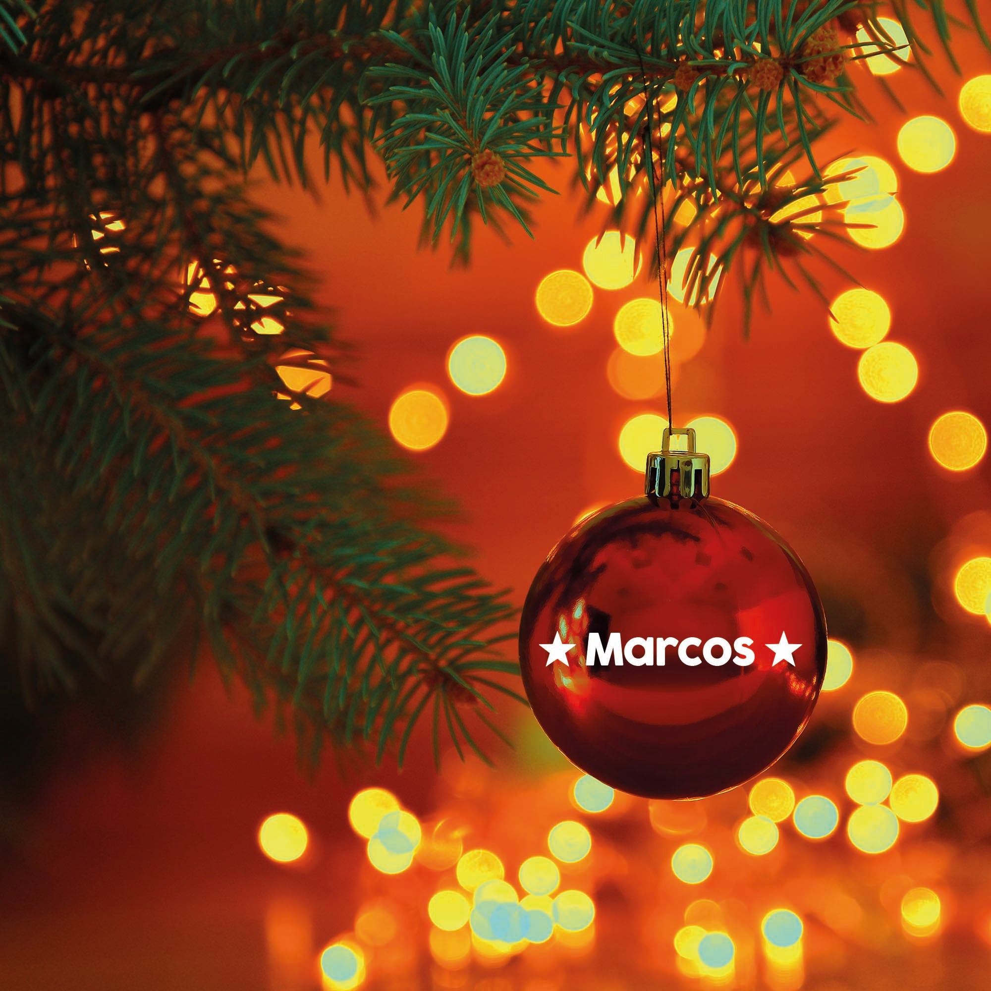 Bola de Navidad personalizada con nombre colgada en el árbol, adorno navideño original y elegante para toda la familia - Nicolasito.es #modelo_Brillo