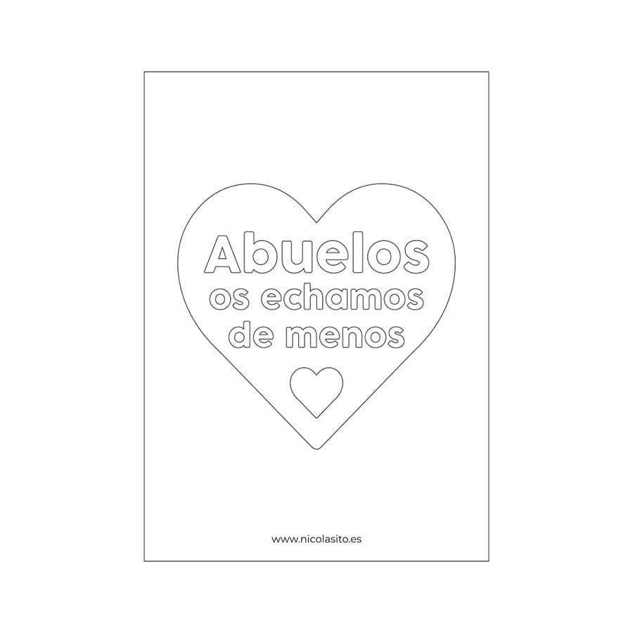 Dibujo Abuelos os echamos de menos para colorear Nicolasito